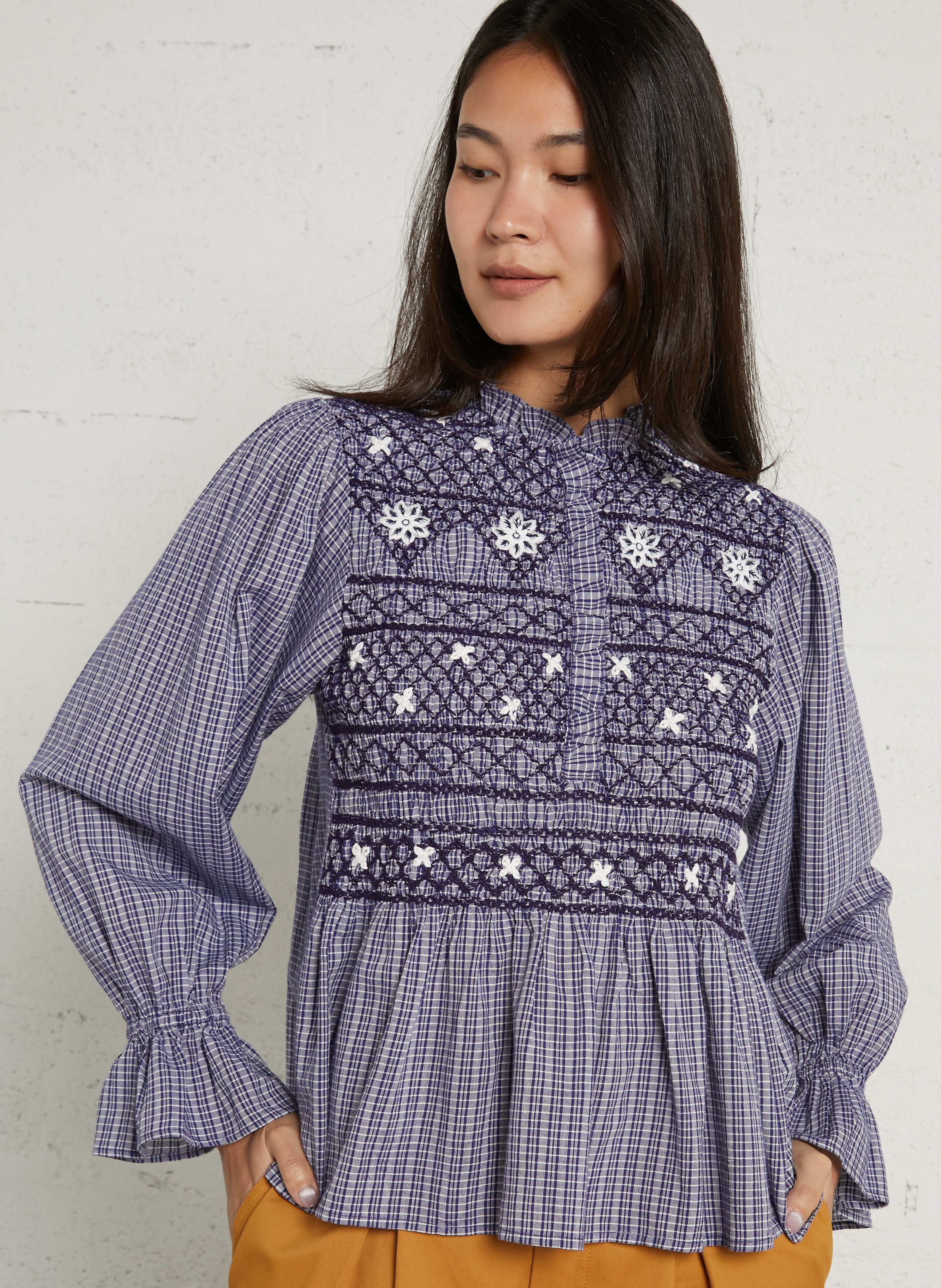 Round-neck organic cotton blouse LOUISE MISHA Blue