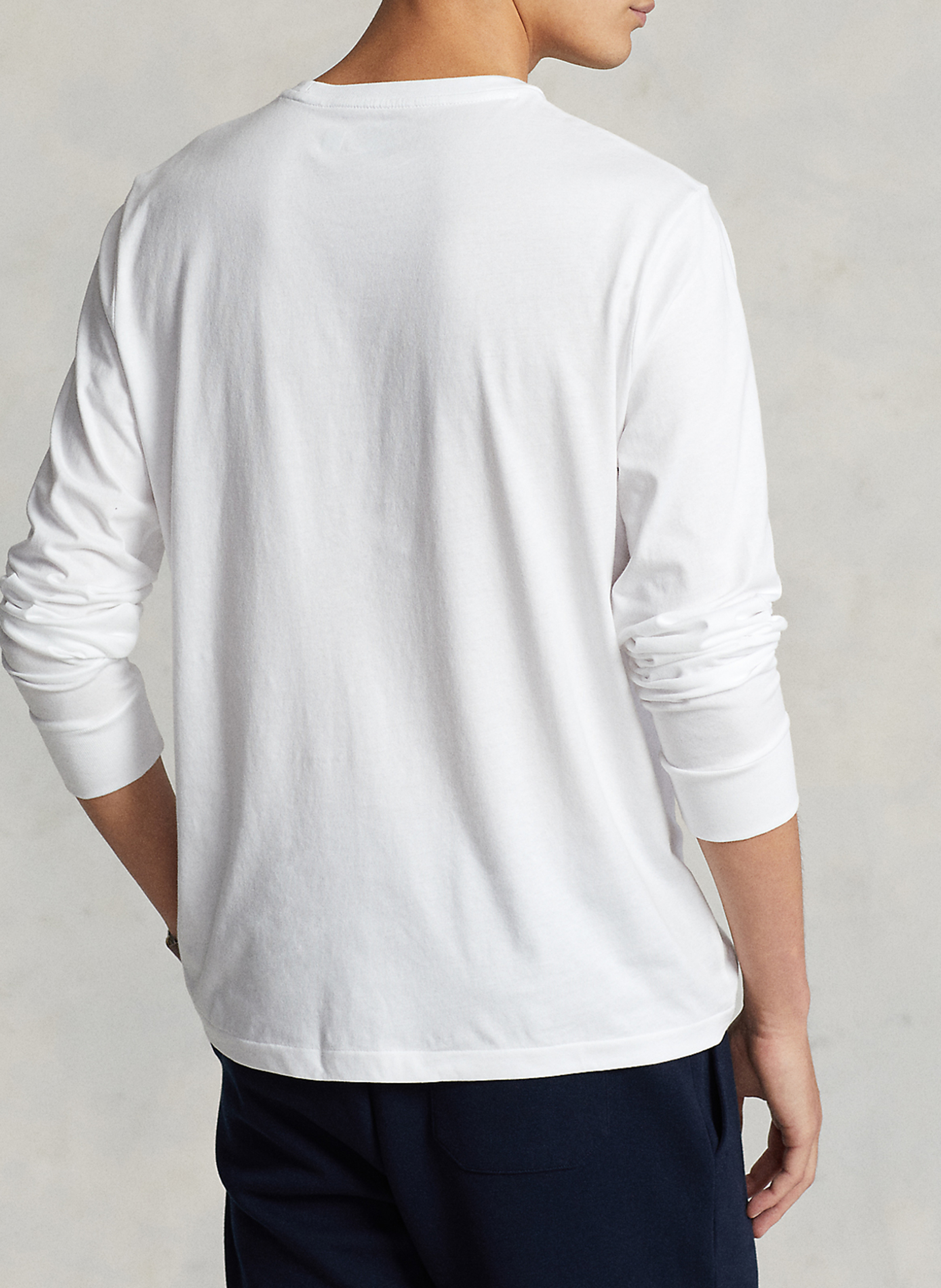 Long-sleeved round-neck cotton T-shirt POLO RALPH LAUREN White