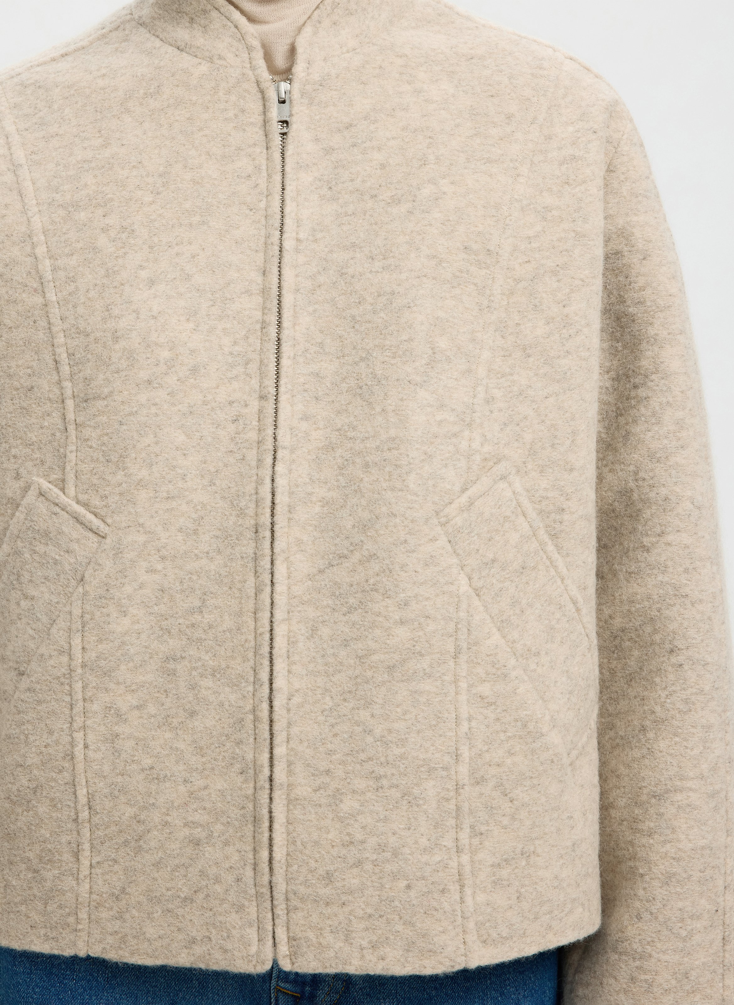 Veste oversize en laine recyclée mélangée SELECTED Beige