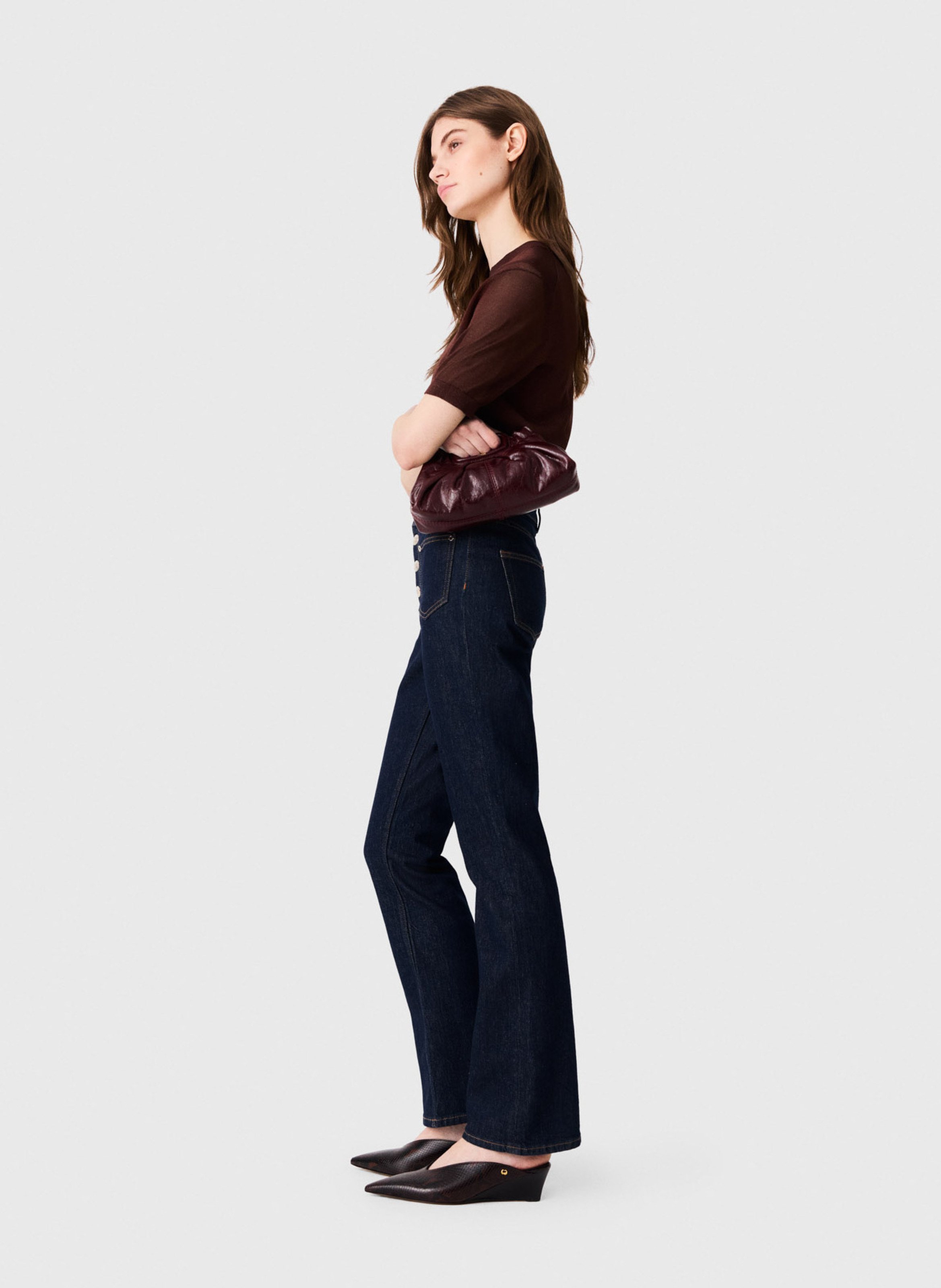 Hoge taille ruwe knoop jeans MAJE Blauw