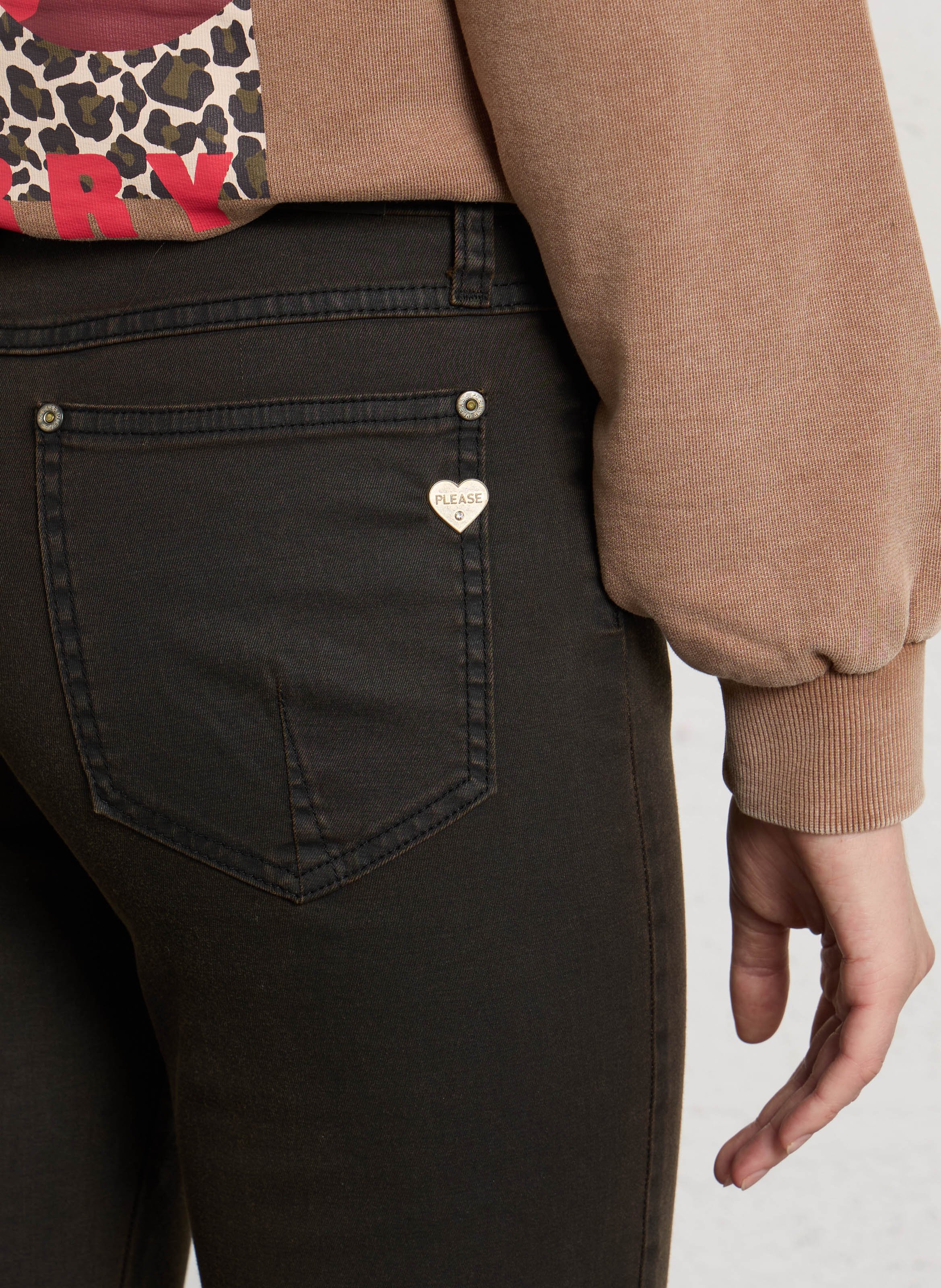 Gerade geschnittene Jeans mit Umschlag aus Baumwollmischung PLEASE Blau