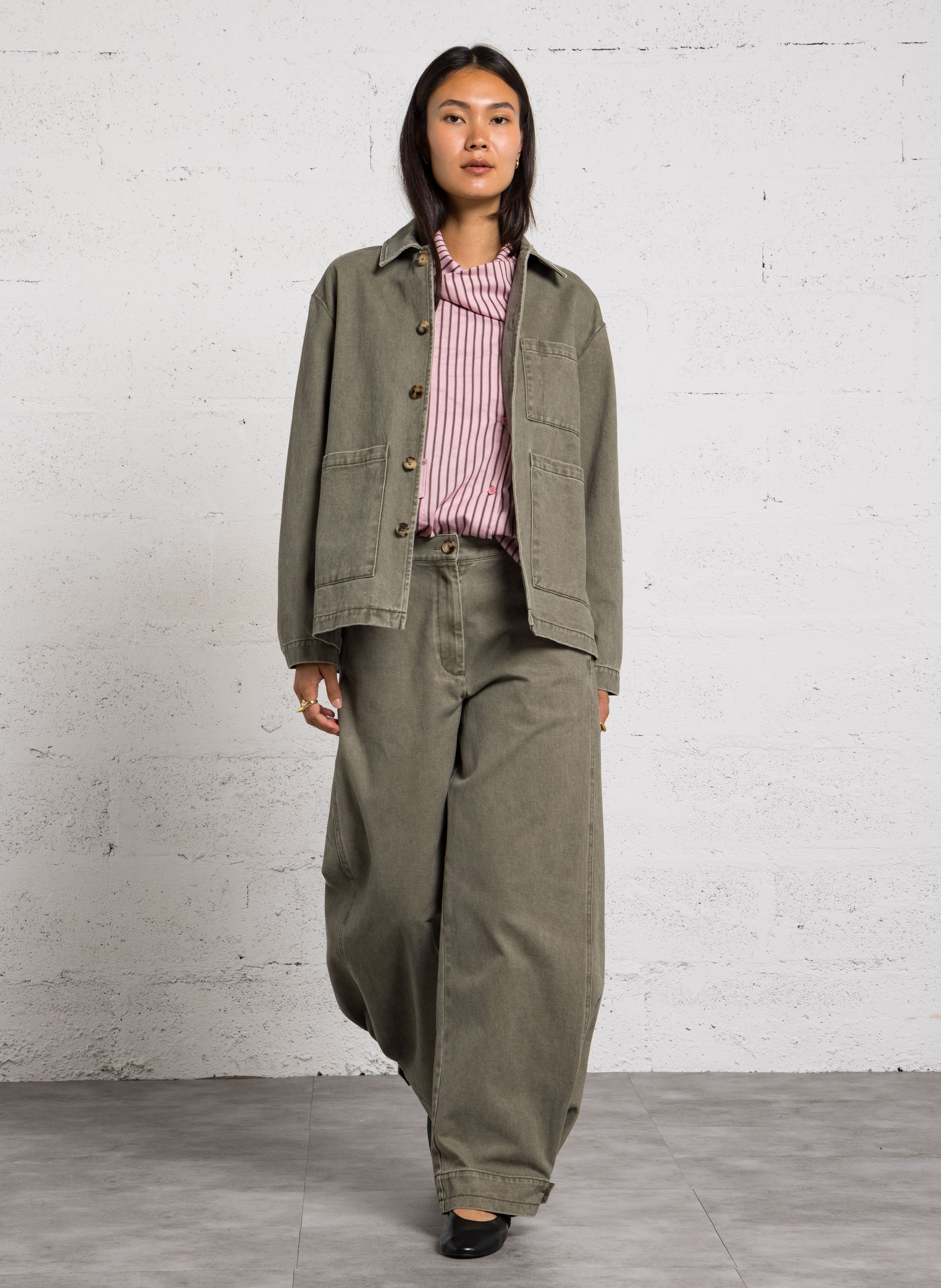 High-waisted wide-leg jeans RUE DE TOKYO Green
