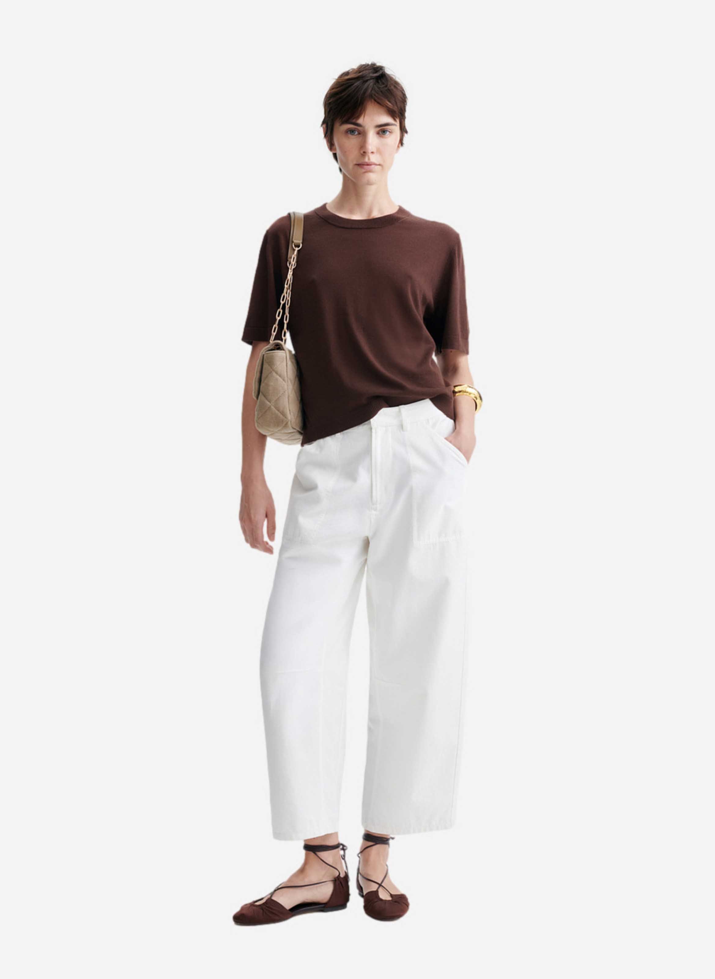 Pull col rond en laine VANESSA BRUNO Marron