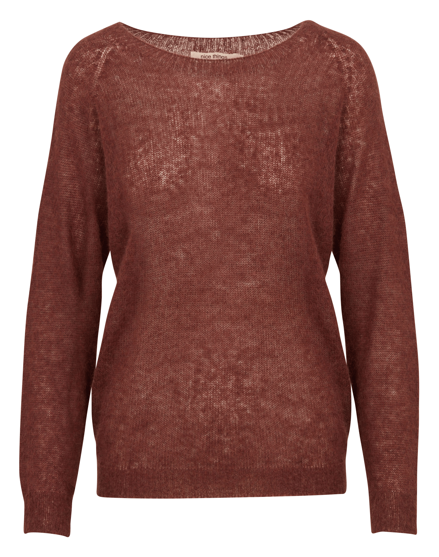 Fijn gebreide trui met ronde hals in gemengde alpaca wol NICE THINGS