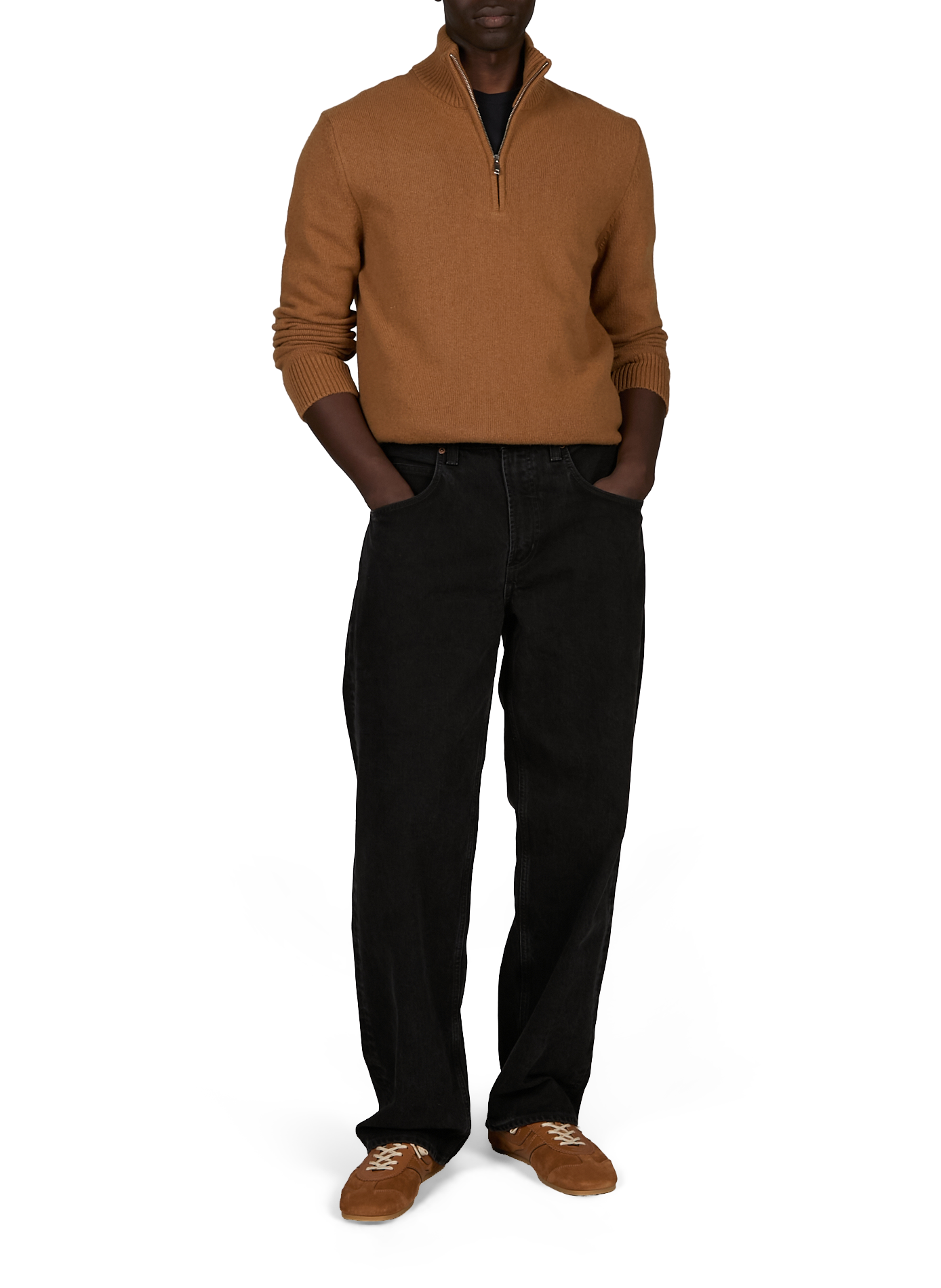 Knit wool sweater with cable knit detailing | Brown AU PRINTEMPS PARIS Men