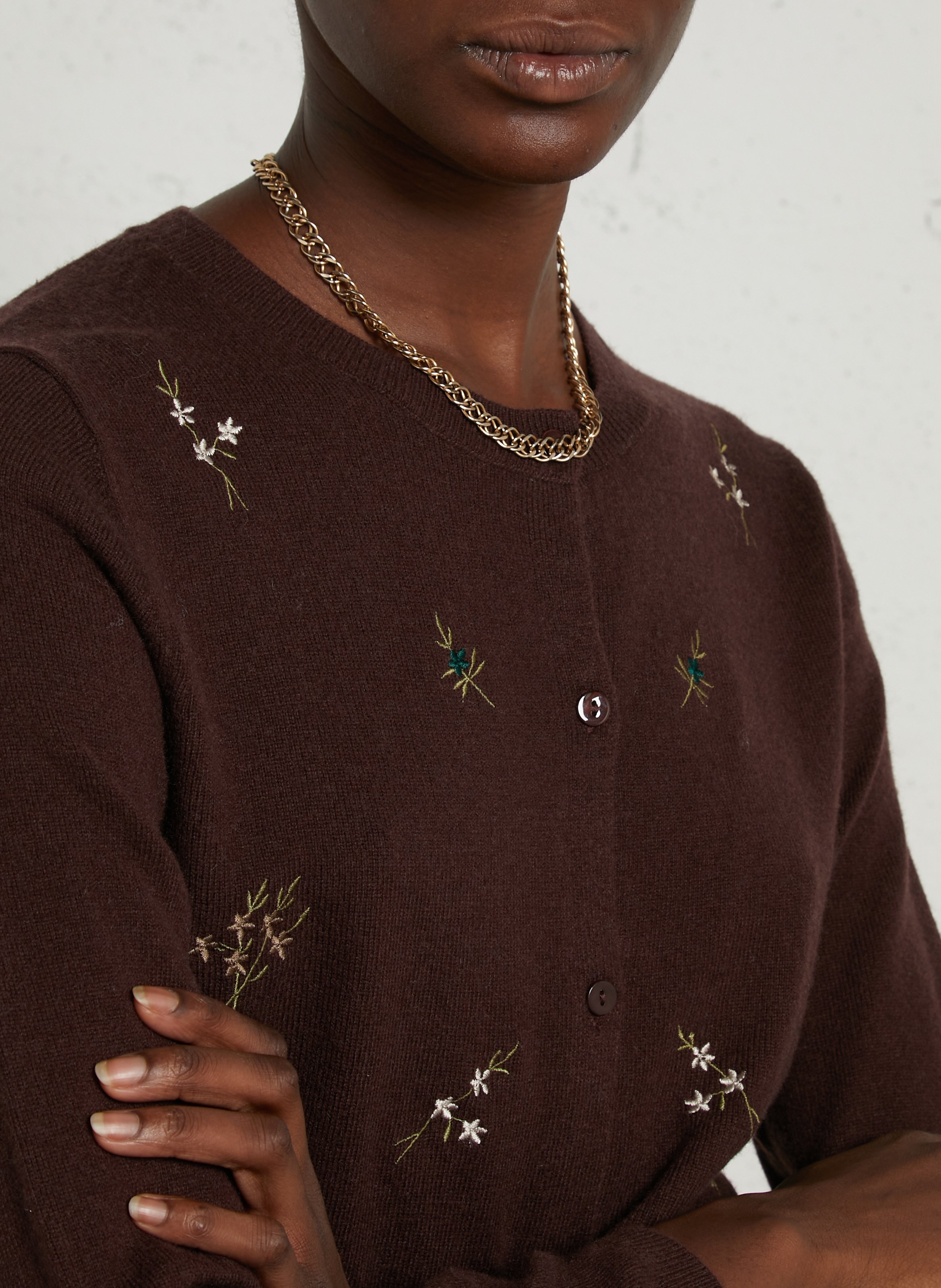 Cardigan with floral embroidery NICE THINGS Plums