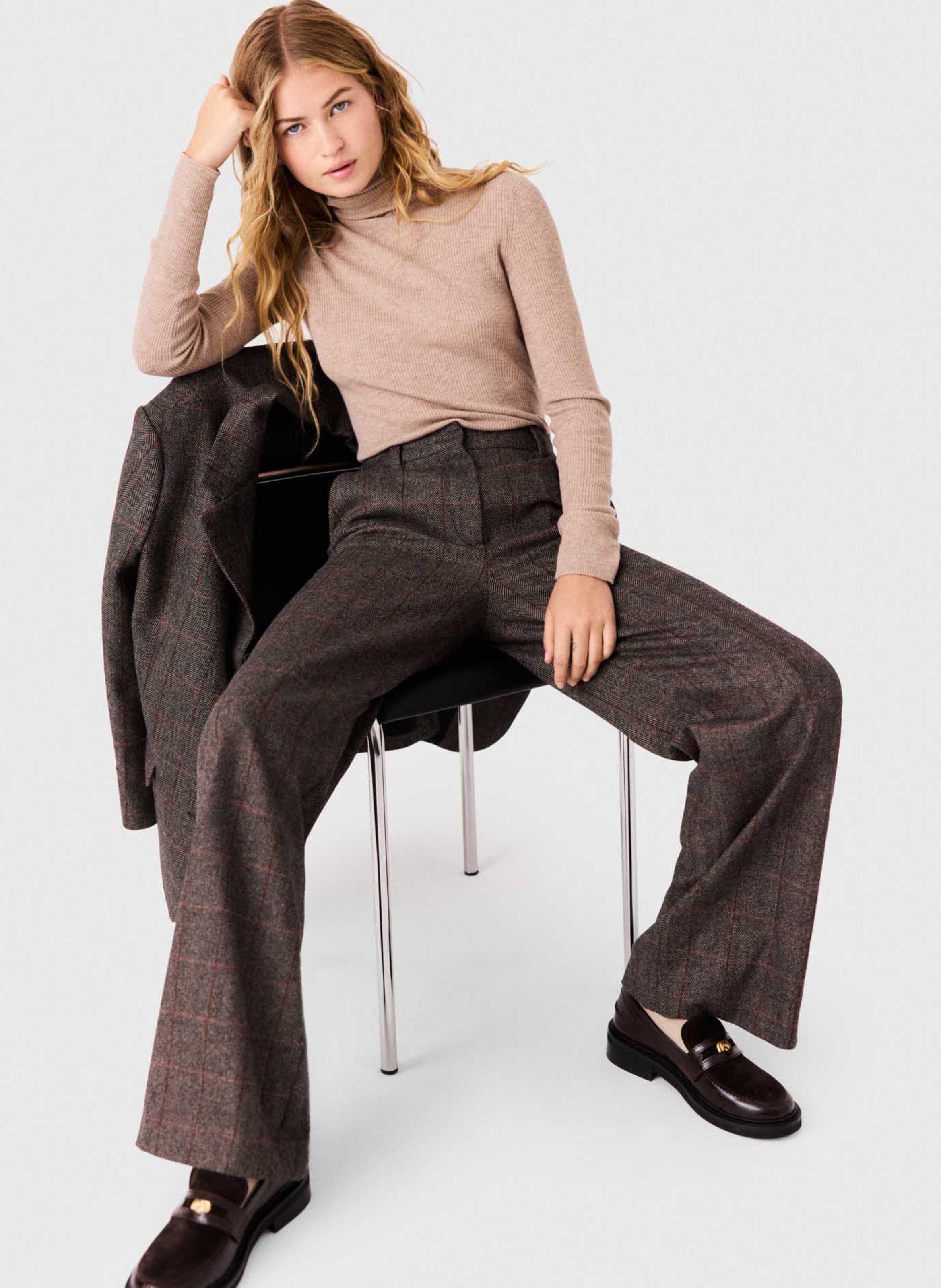 Wide-leg wool-blend pants MAJE Brown