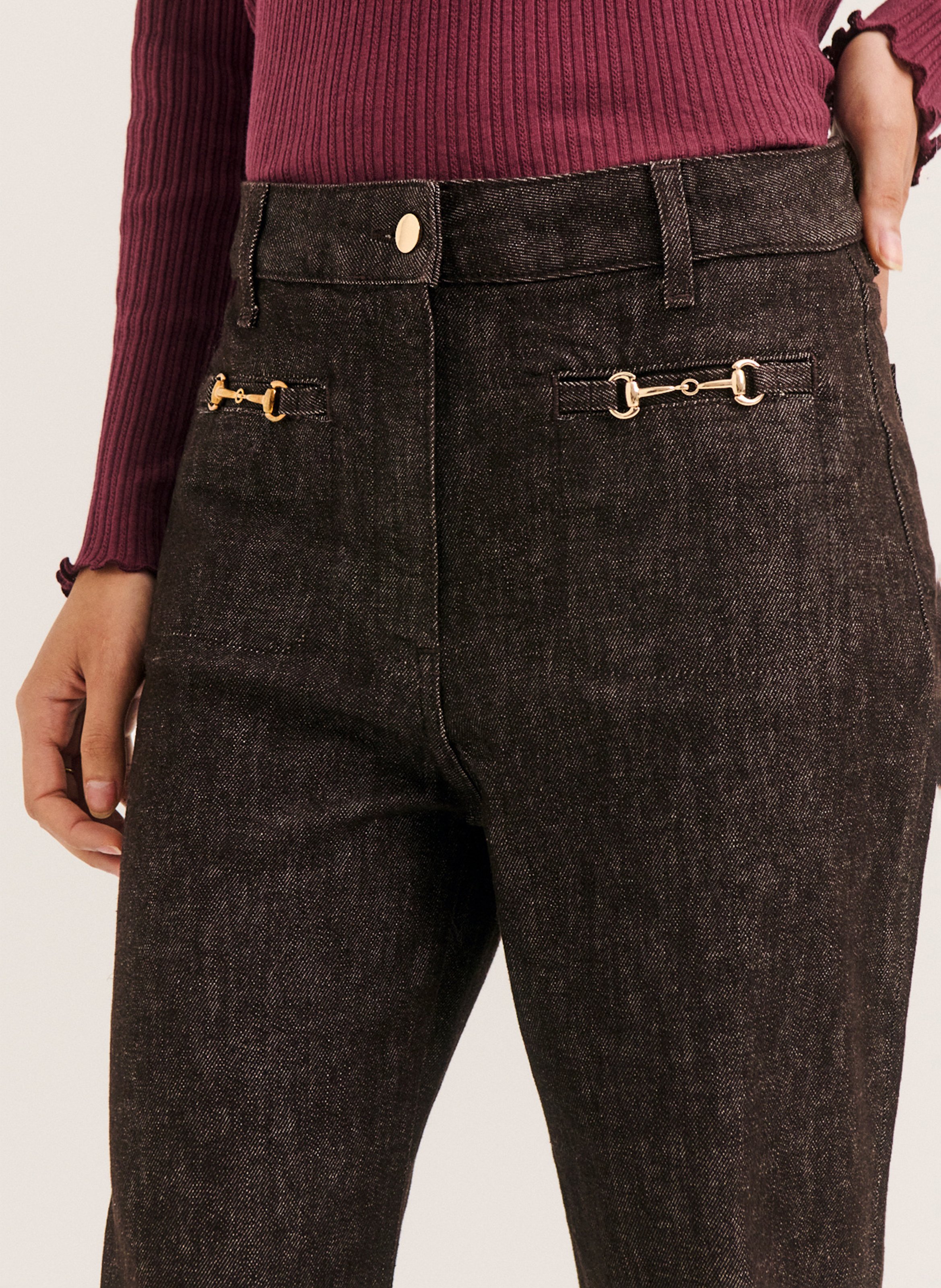 Jean bootcut en coton biologique mélangé PABLO Marron