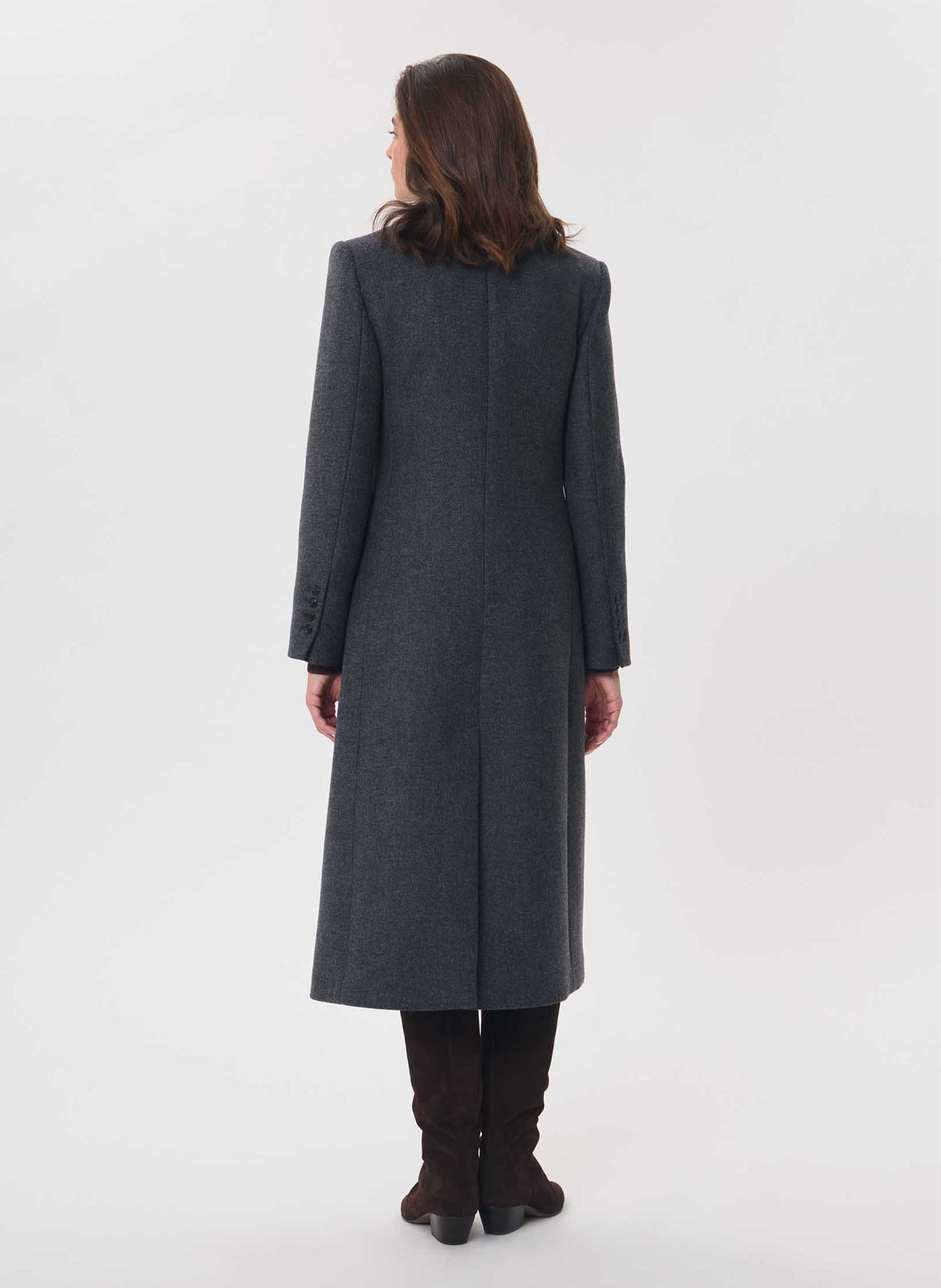 Manteau long boutonné en laine mélangée TARA JARMON Gris