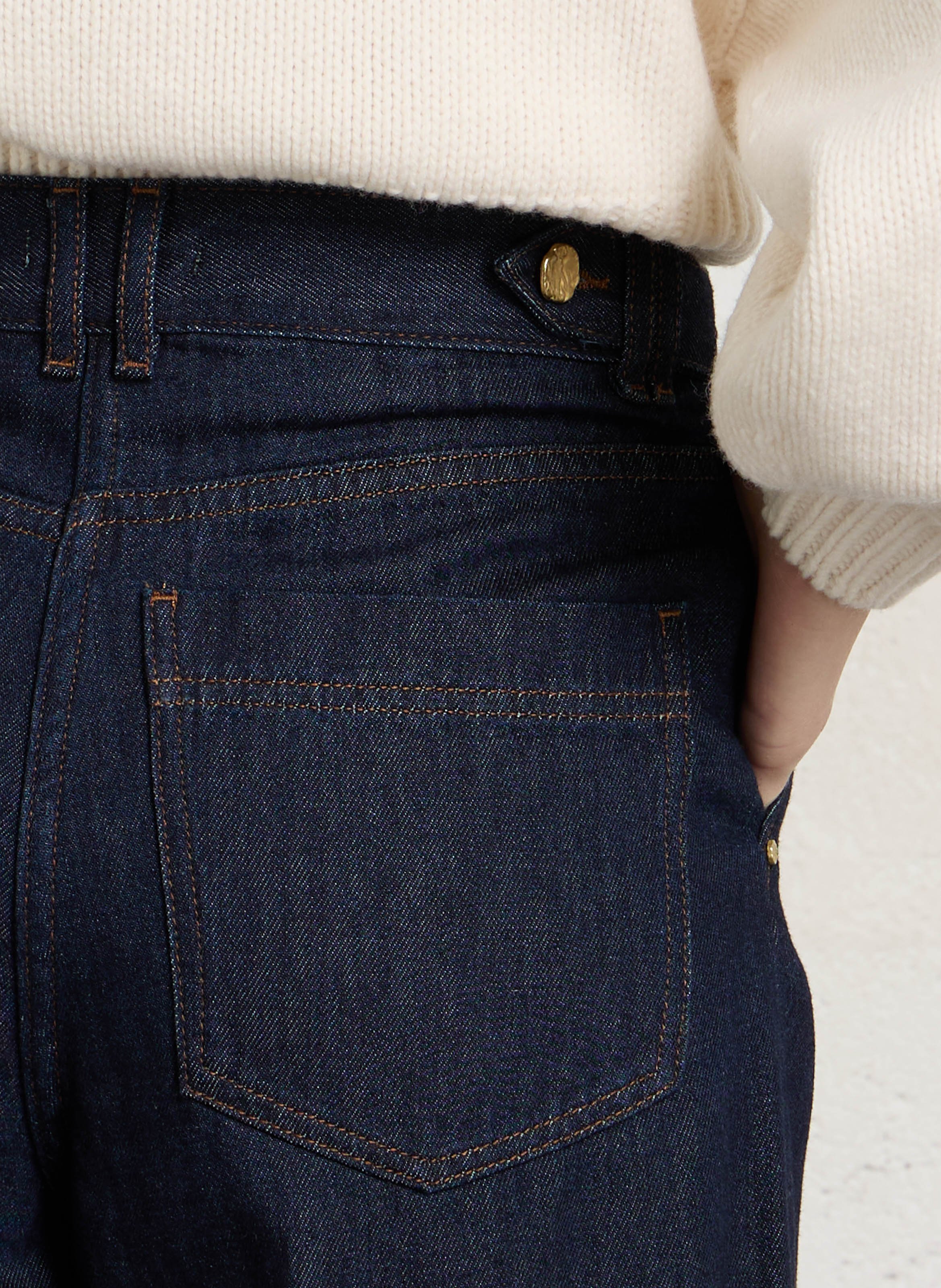 Wide-leg raw denim pleated jeans SESSUN Blue