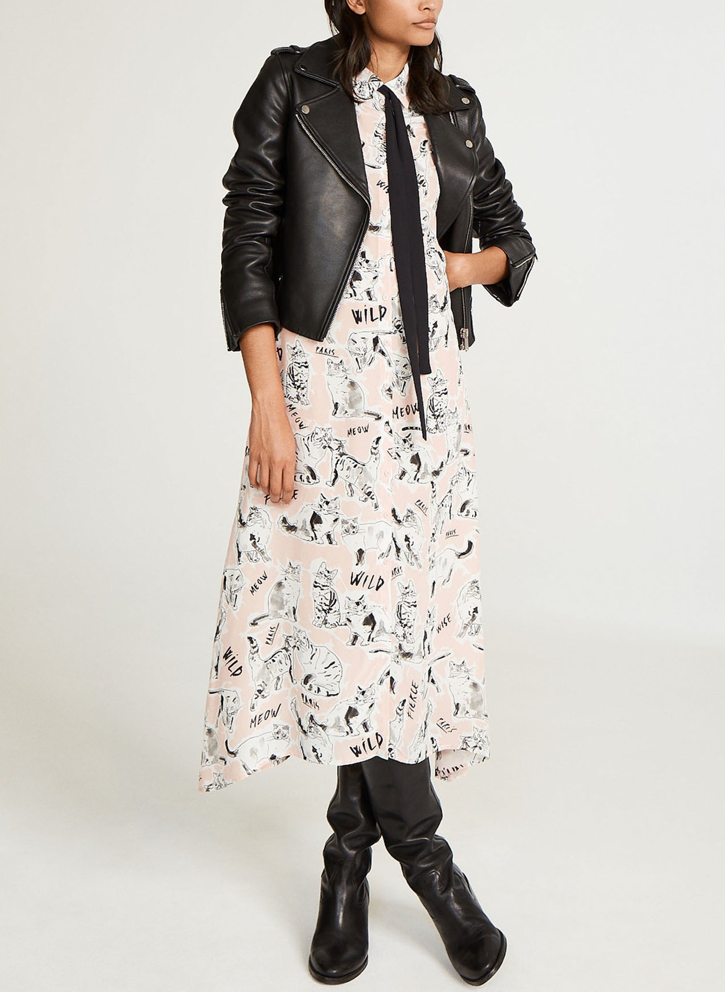 Blouson court en cuir  CLAUDIE PIERLOT Noir