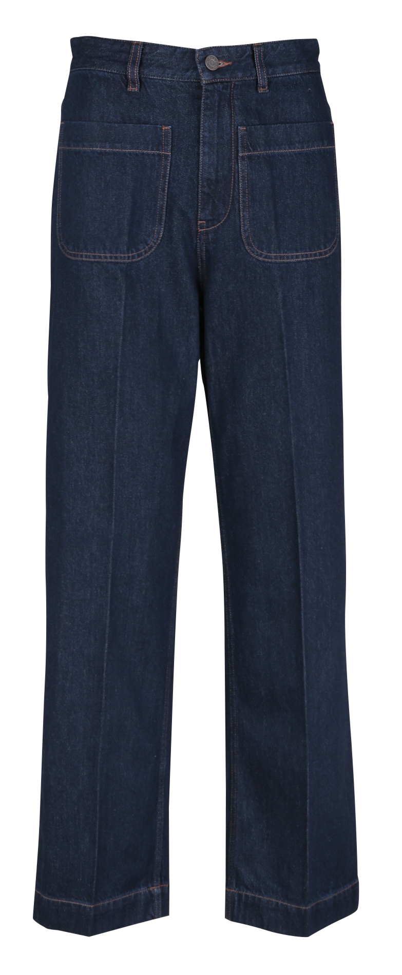 Jean droit taille haute en coton LAB DIP Bleu