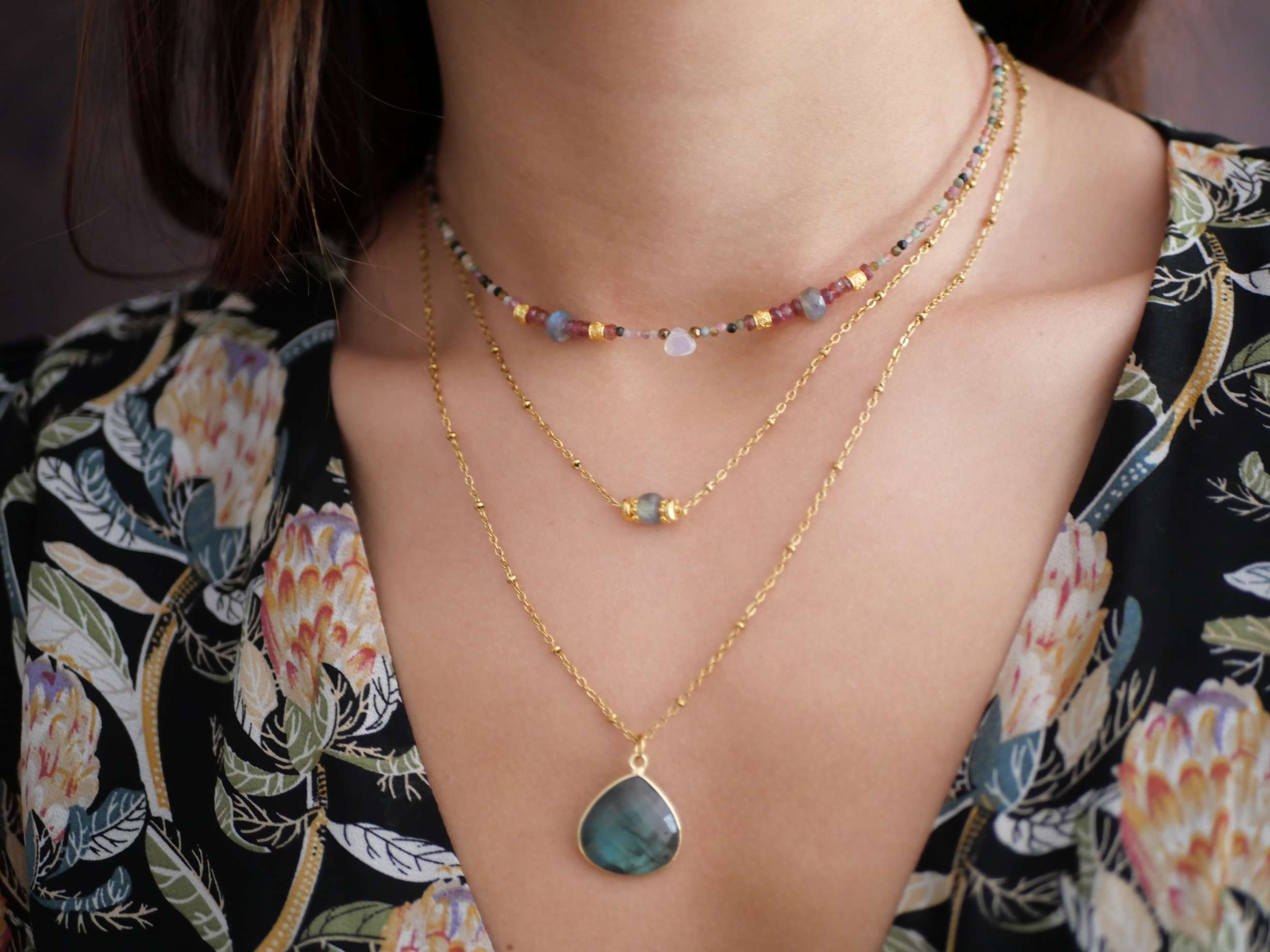 Tourmaline necklace GINANDGER Multicolored
