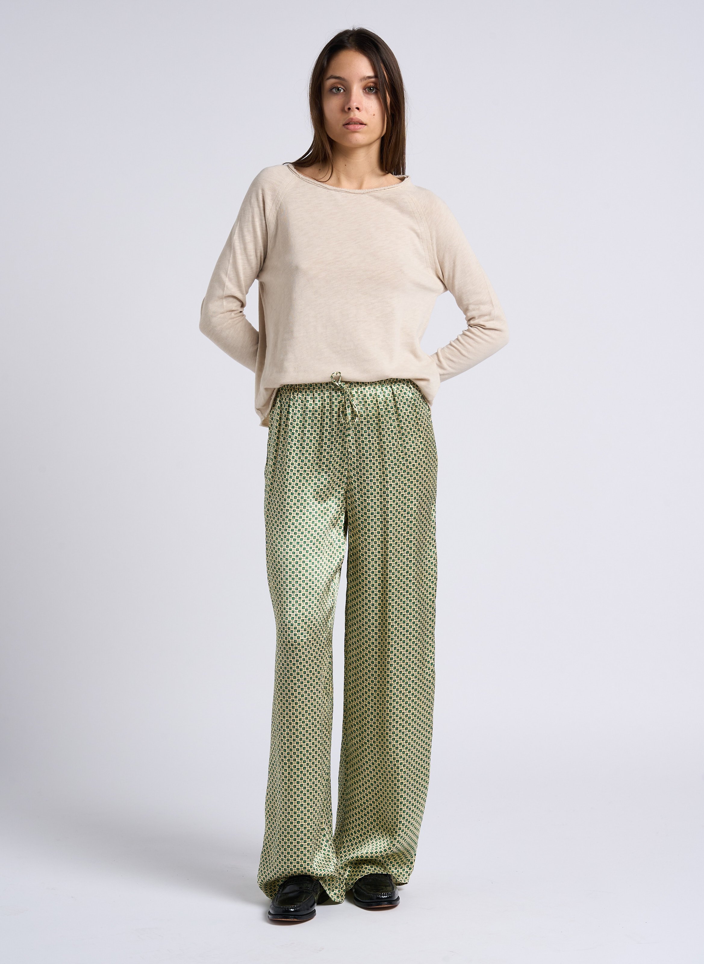 Boat-neck cotton T-shirt AMERICAN VINTAGE Beige