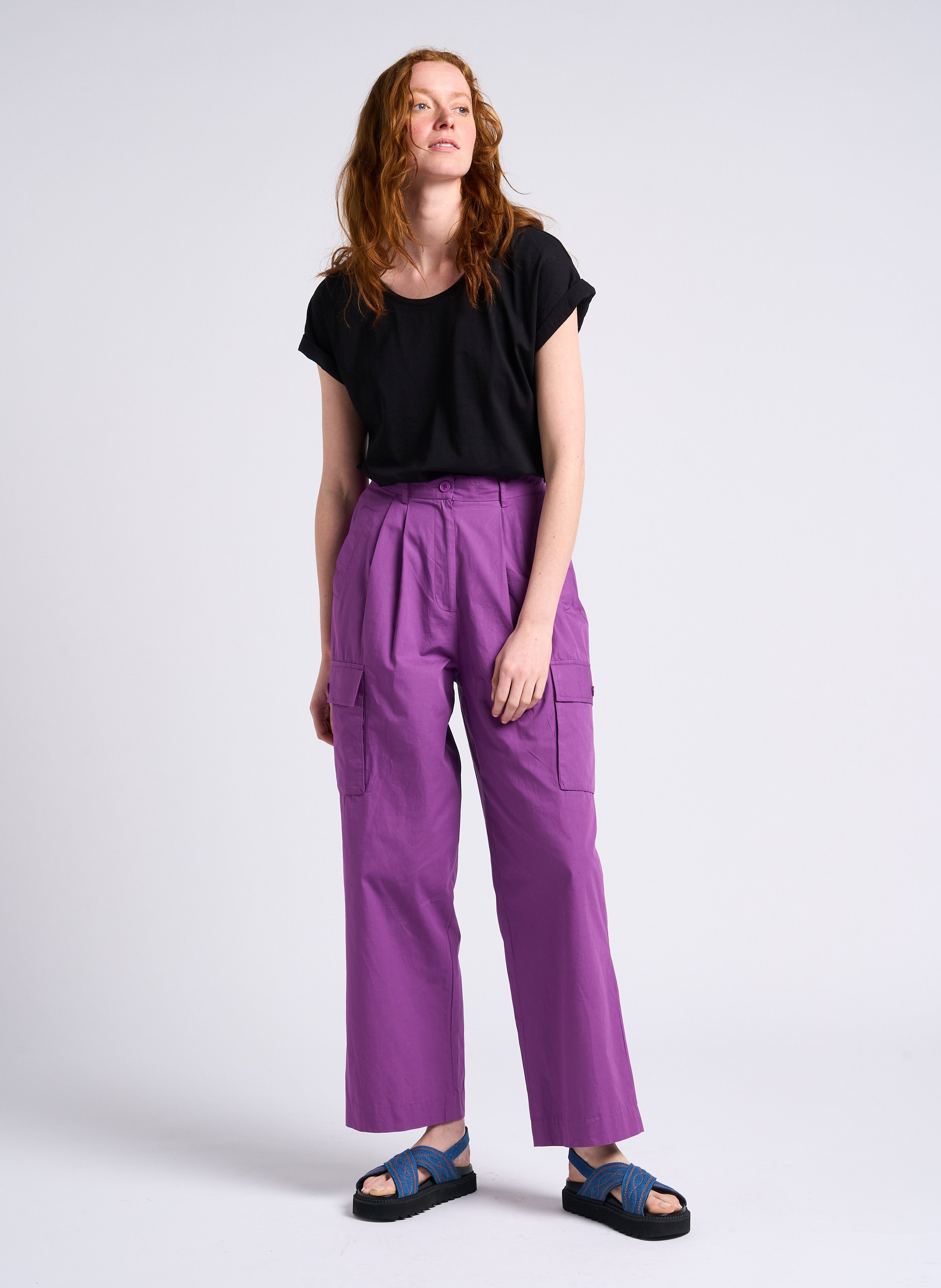 Pantalon cargo en coton ANTIK BATIK Violet
