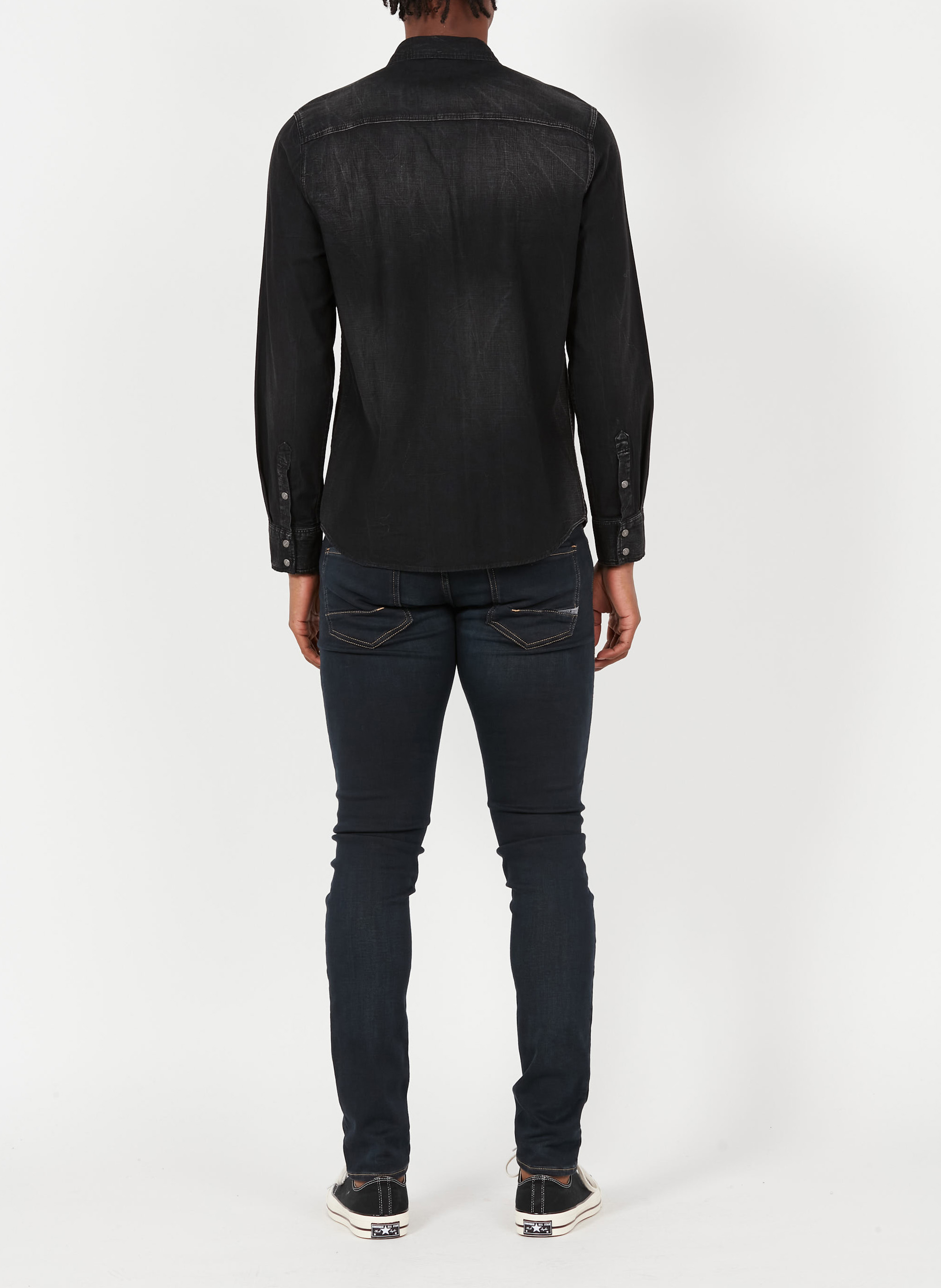 Regular-fit cotton shirt with classic collar LE TEMPS DES CERISES Black