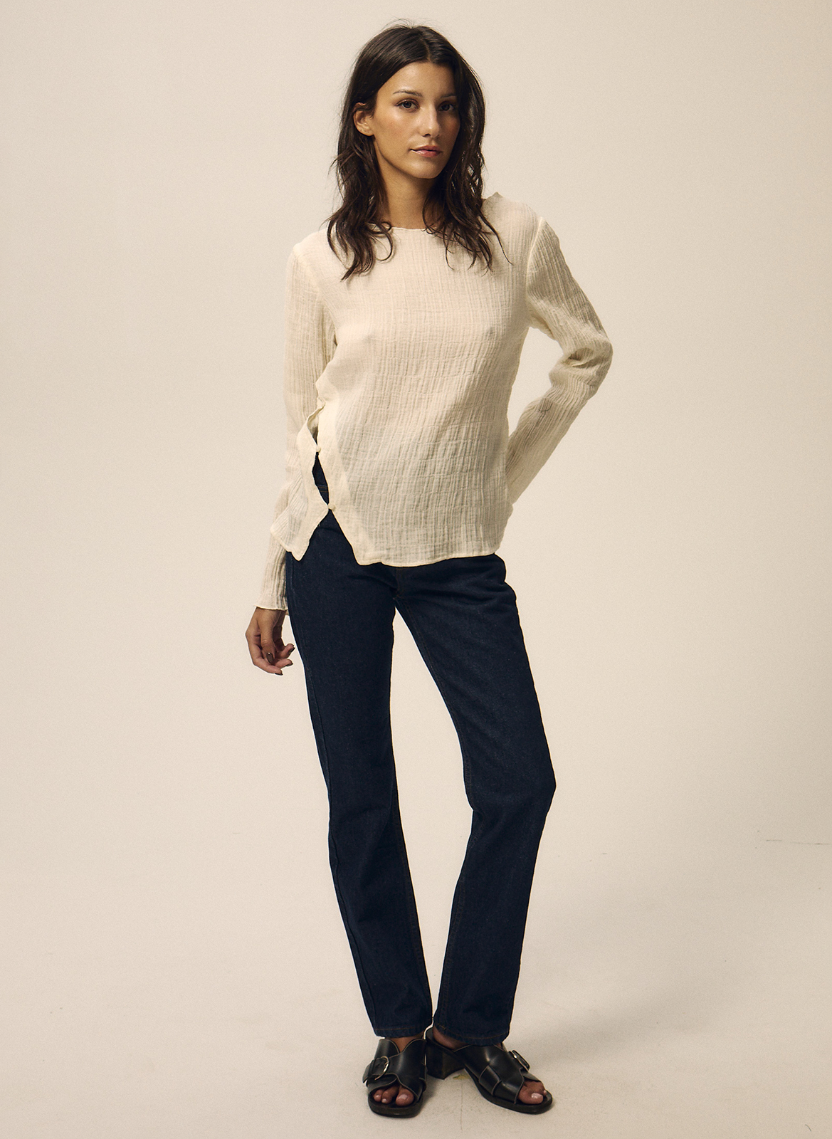 Aimee dotted Swiss top NITAH White