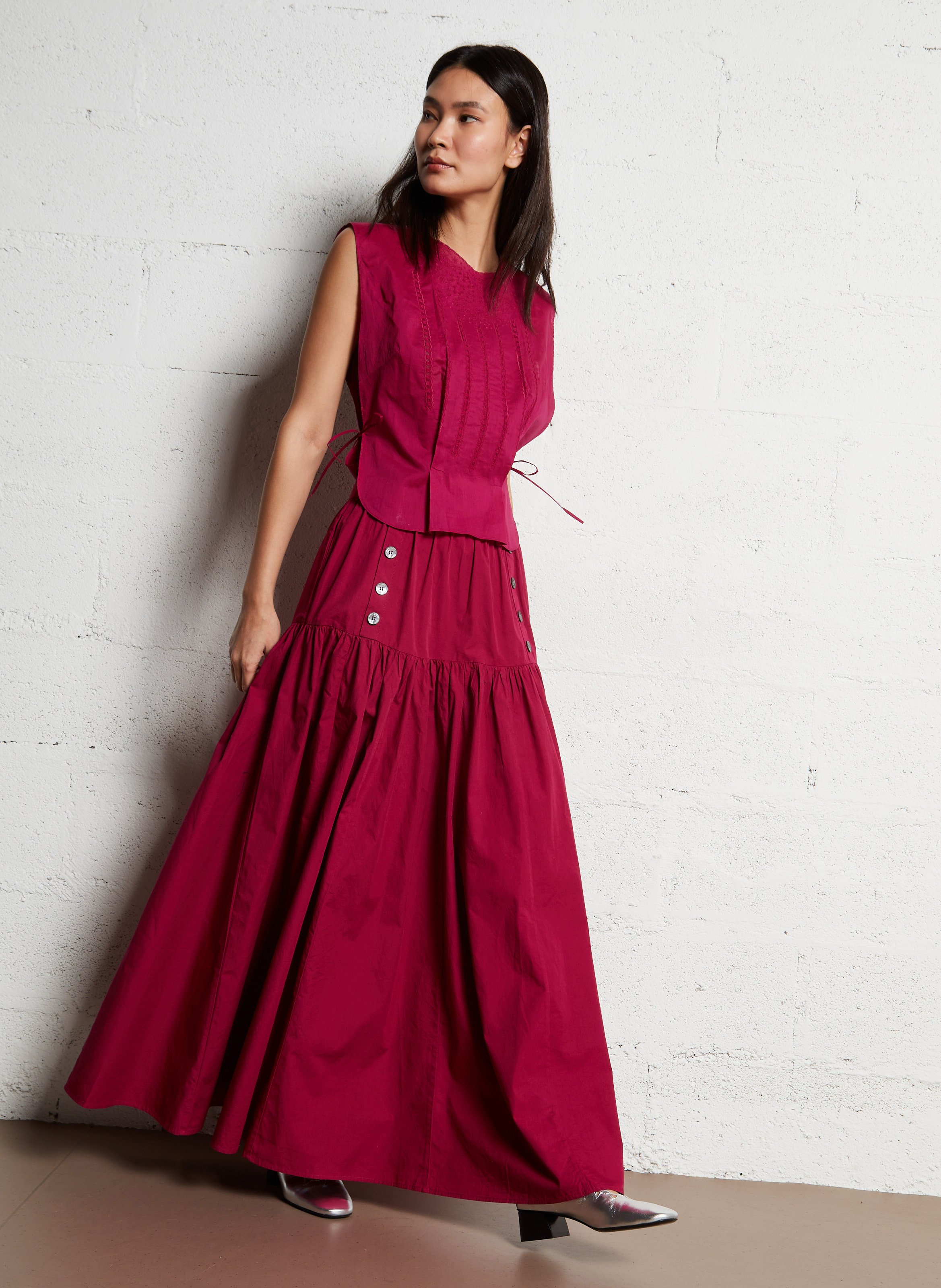 Anaïs cotton midi skirt ANTIK BATIK Red