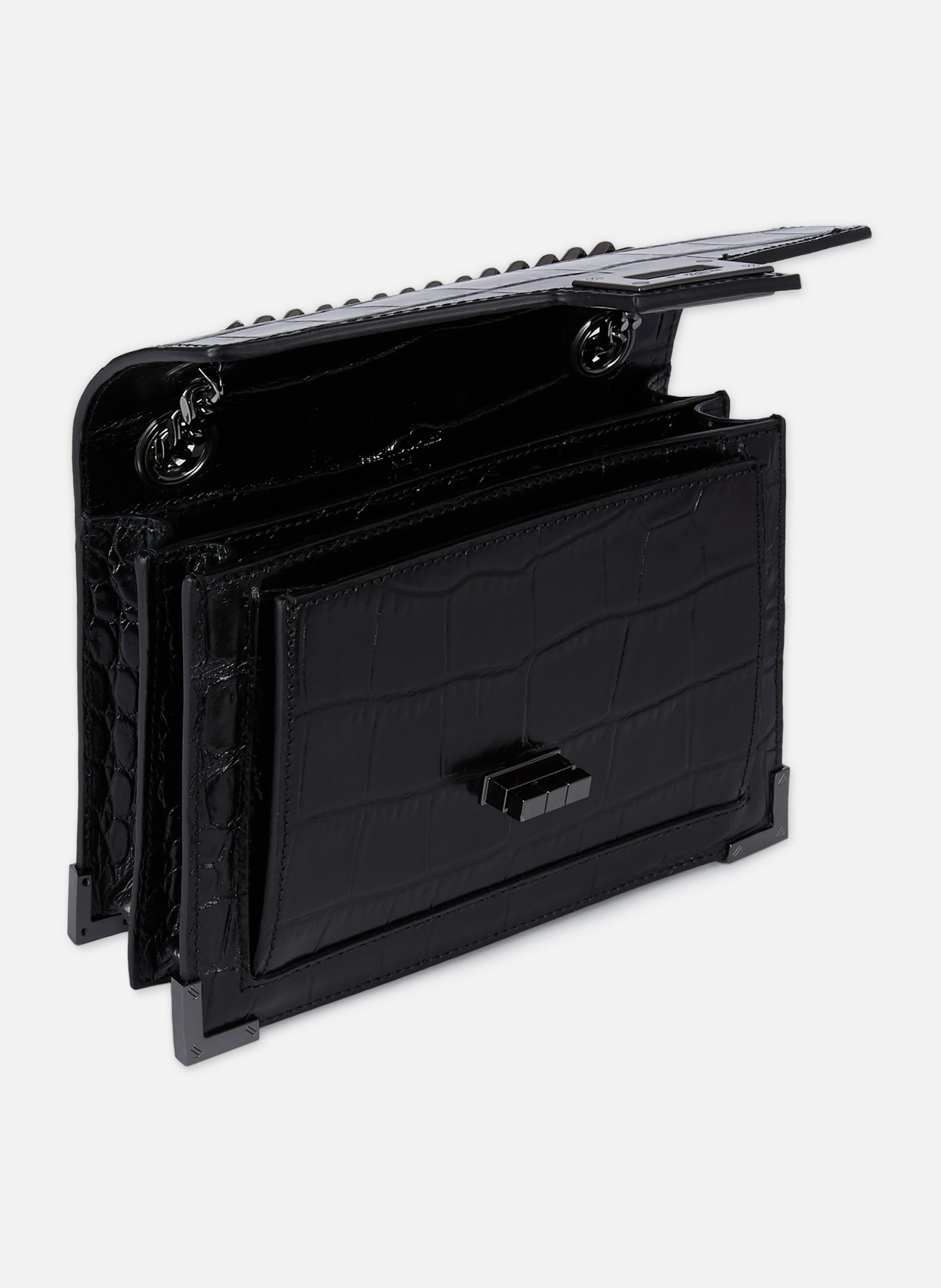 Emily Small Embossed Leather Chain Bag THE KOOPLES Black