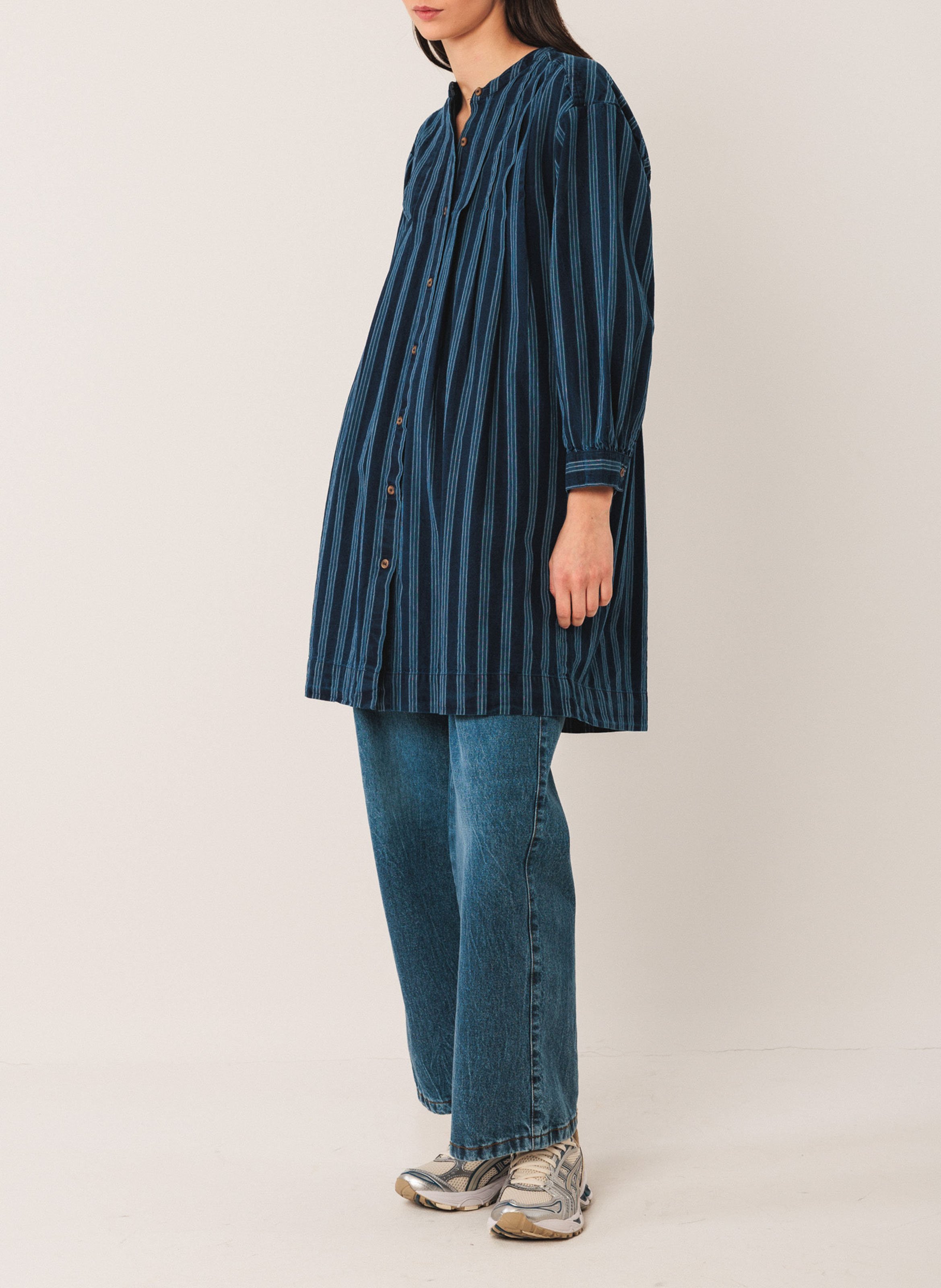 Loose short striped dress INDI & COLD Blue