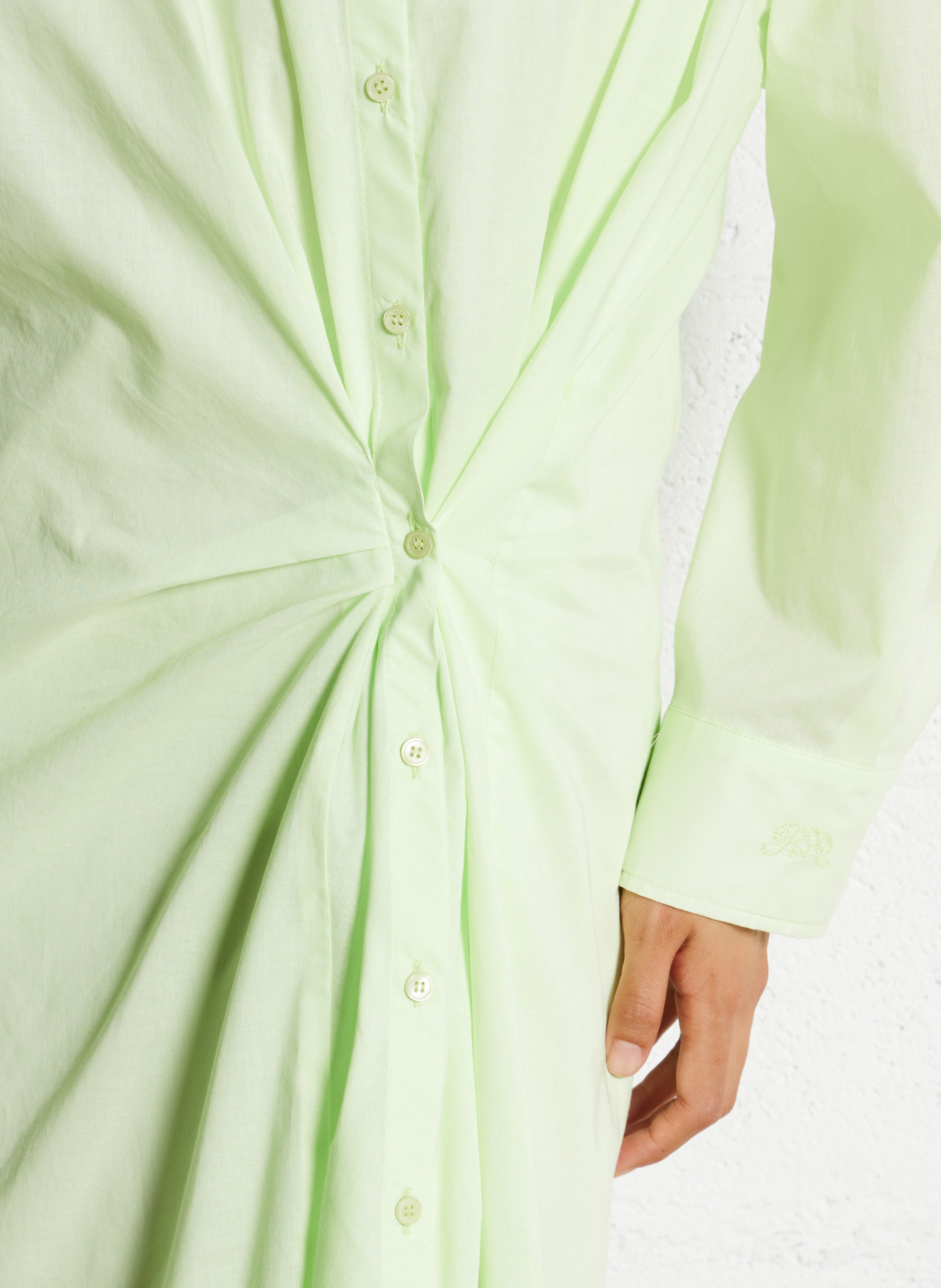 Robe midi col classique en coton ROSEANNA Vert