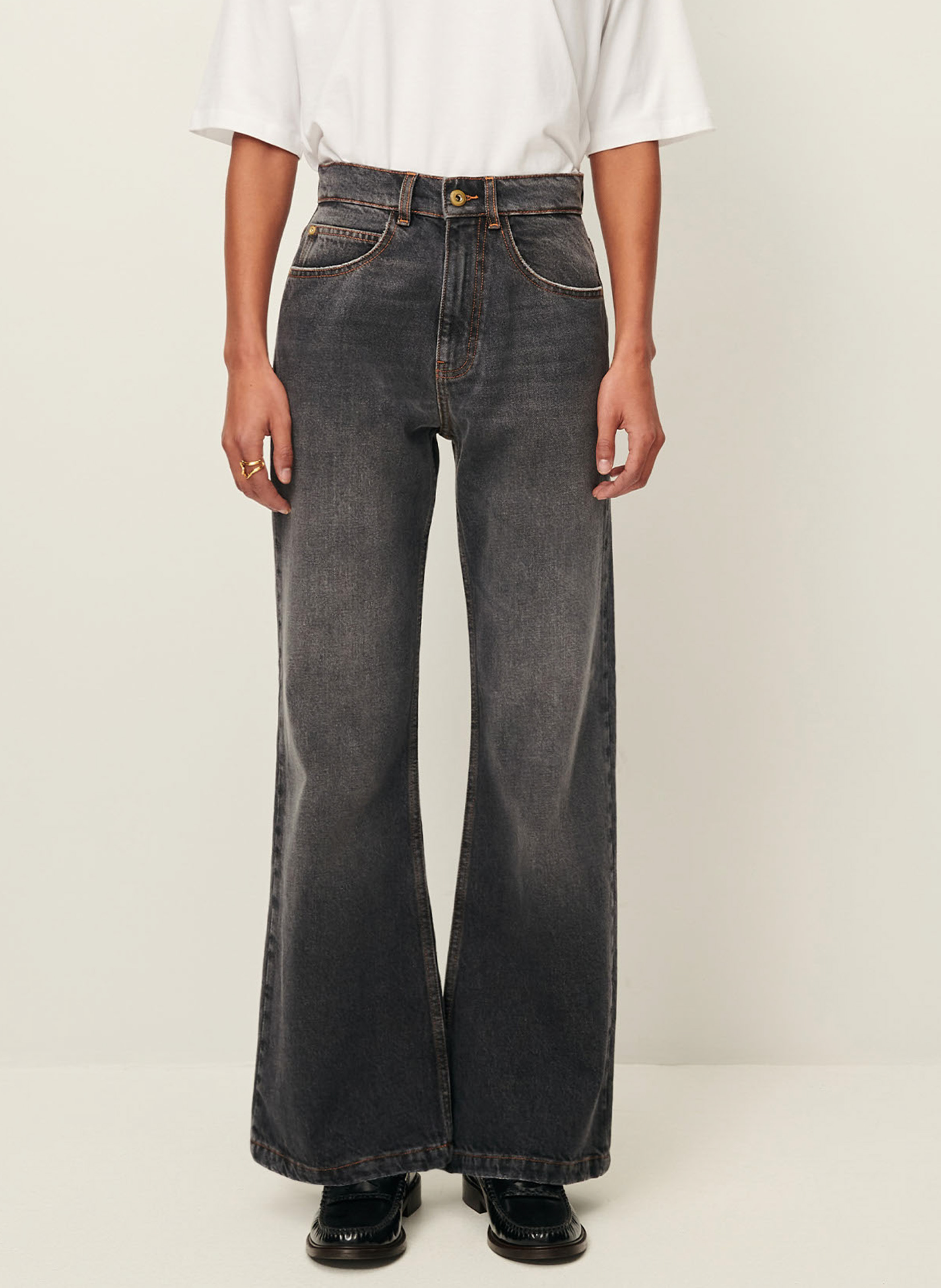 Jean flare délavé taille mi-haute SESSUN Gris