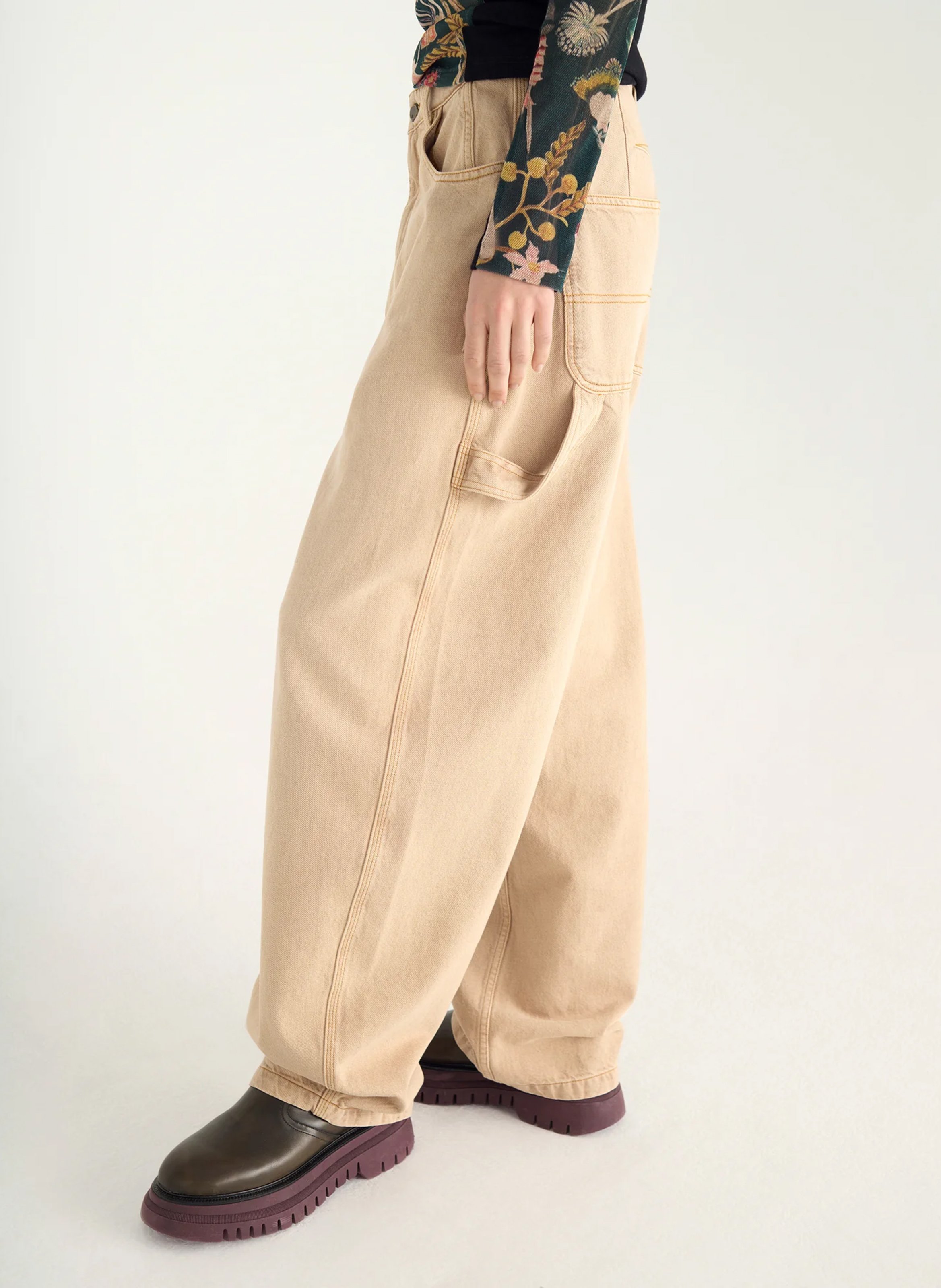 Jean balloon en coton ACOTE Marron