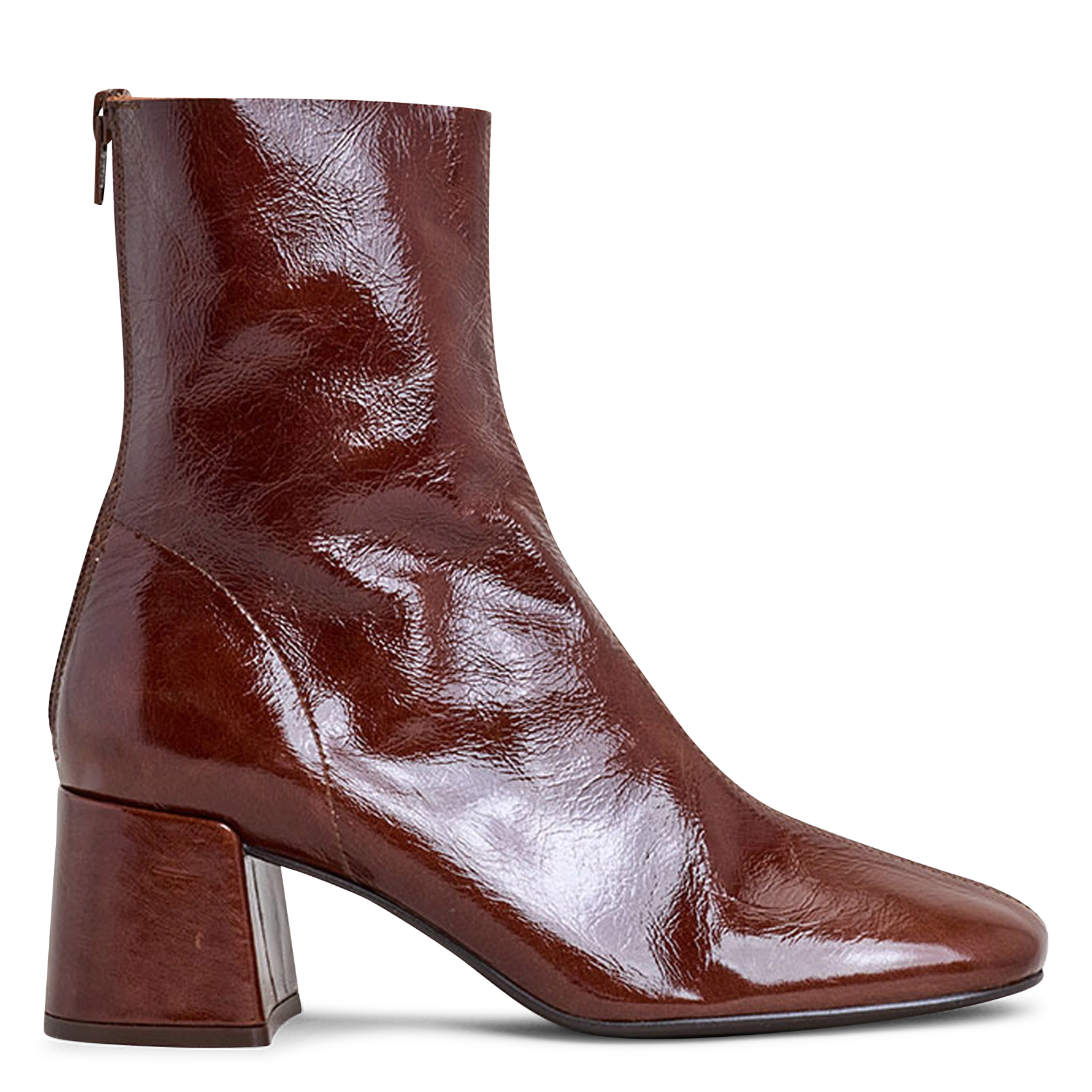 Patent leather heeled ankle boots JONAK Brown