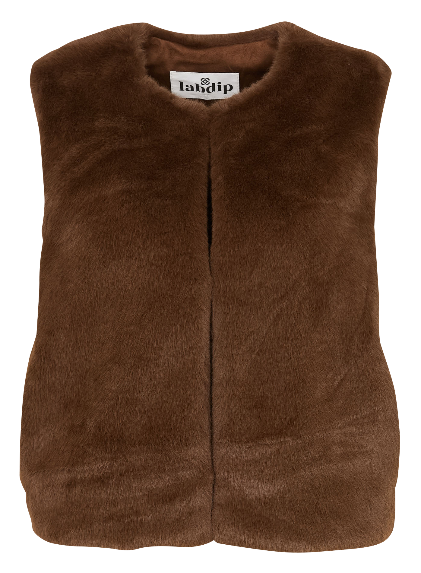 Veste droite col rond en fourrure synthétique LAB DIP Marron