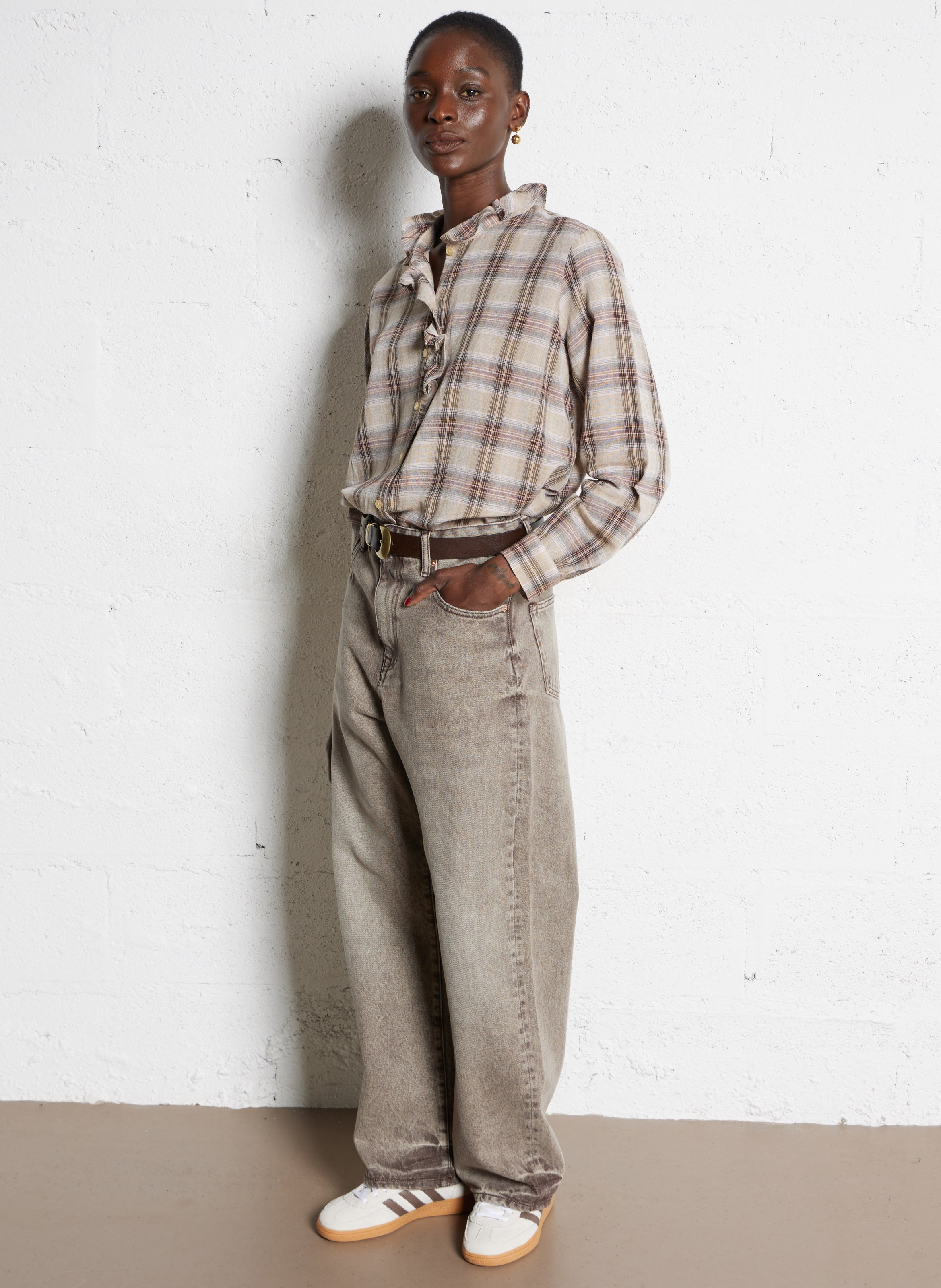 Alexandra checked shirt DES PETITS HAUTS Beige