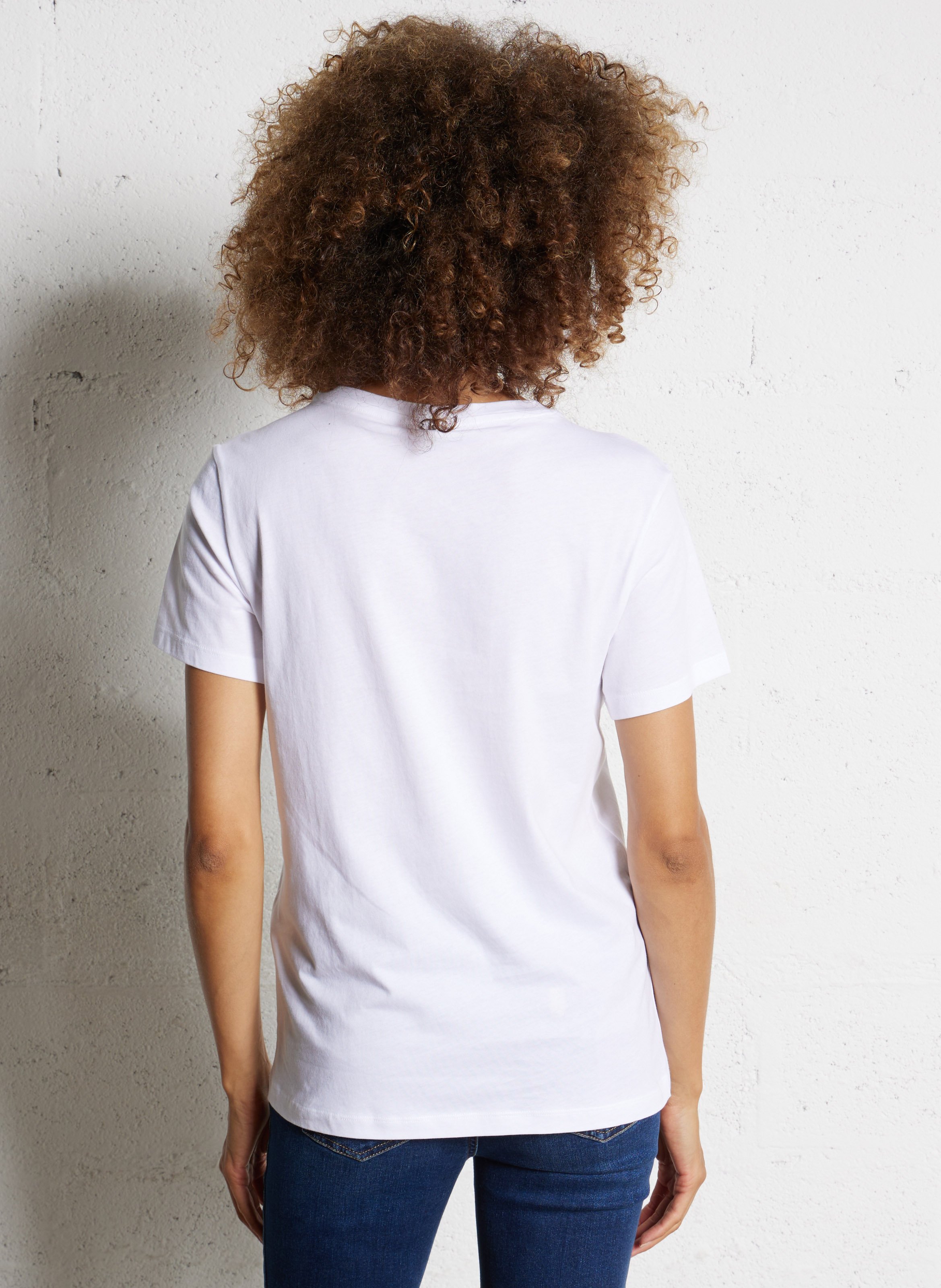 Plain cotton T-shirt with rhinestones LIU JO White