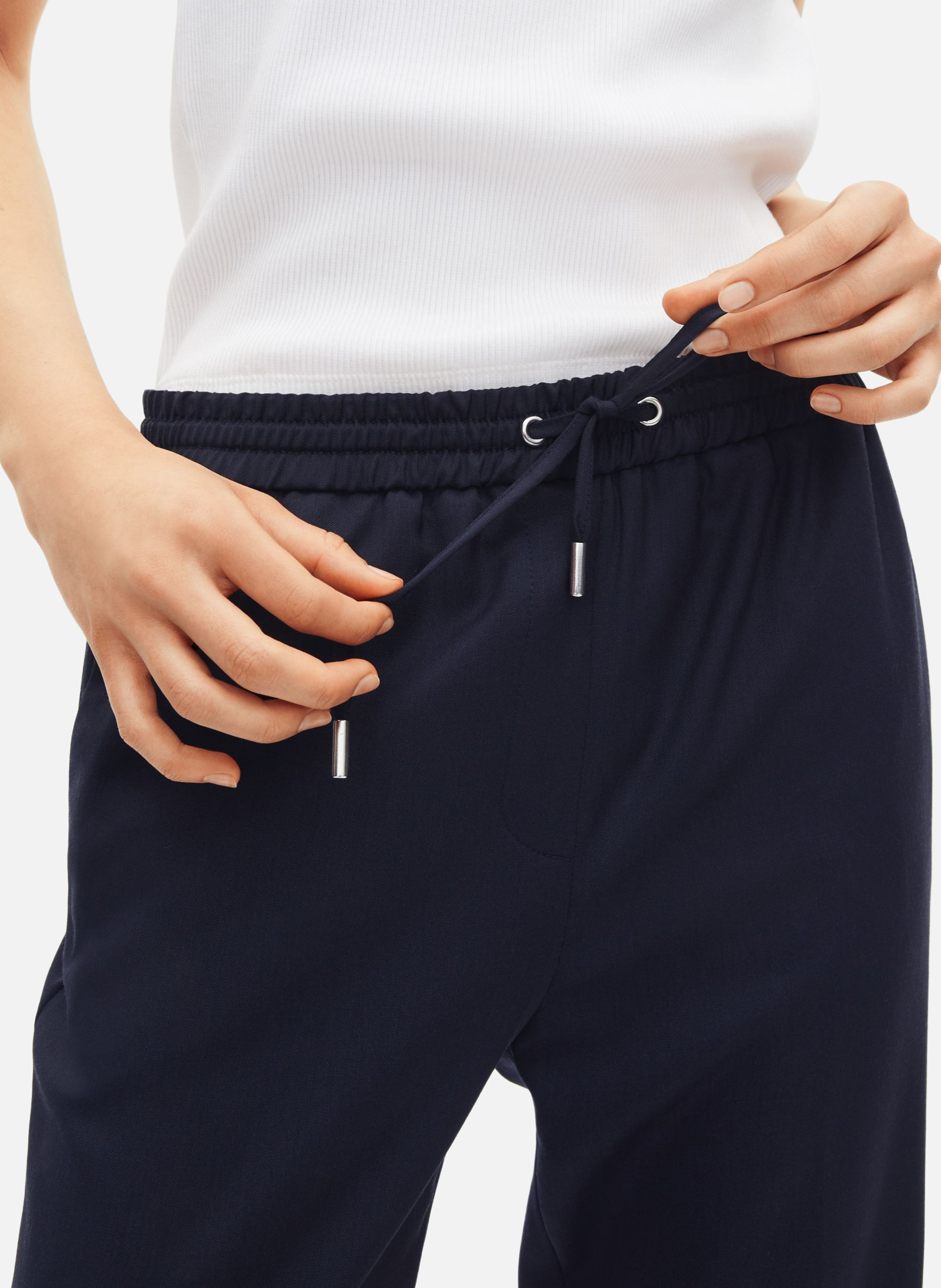 Pantalon droit taille élastiquée en laine THE KOOPLES Bleu