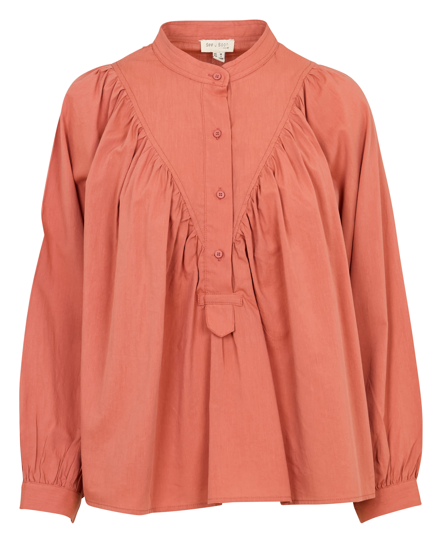 Blouse col rond en coton mélangé SEE U SOON Orange
