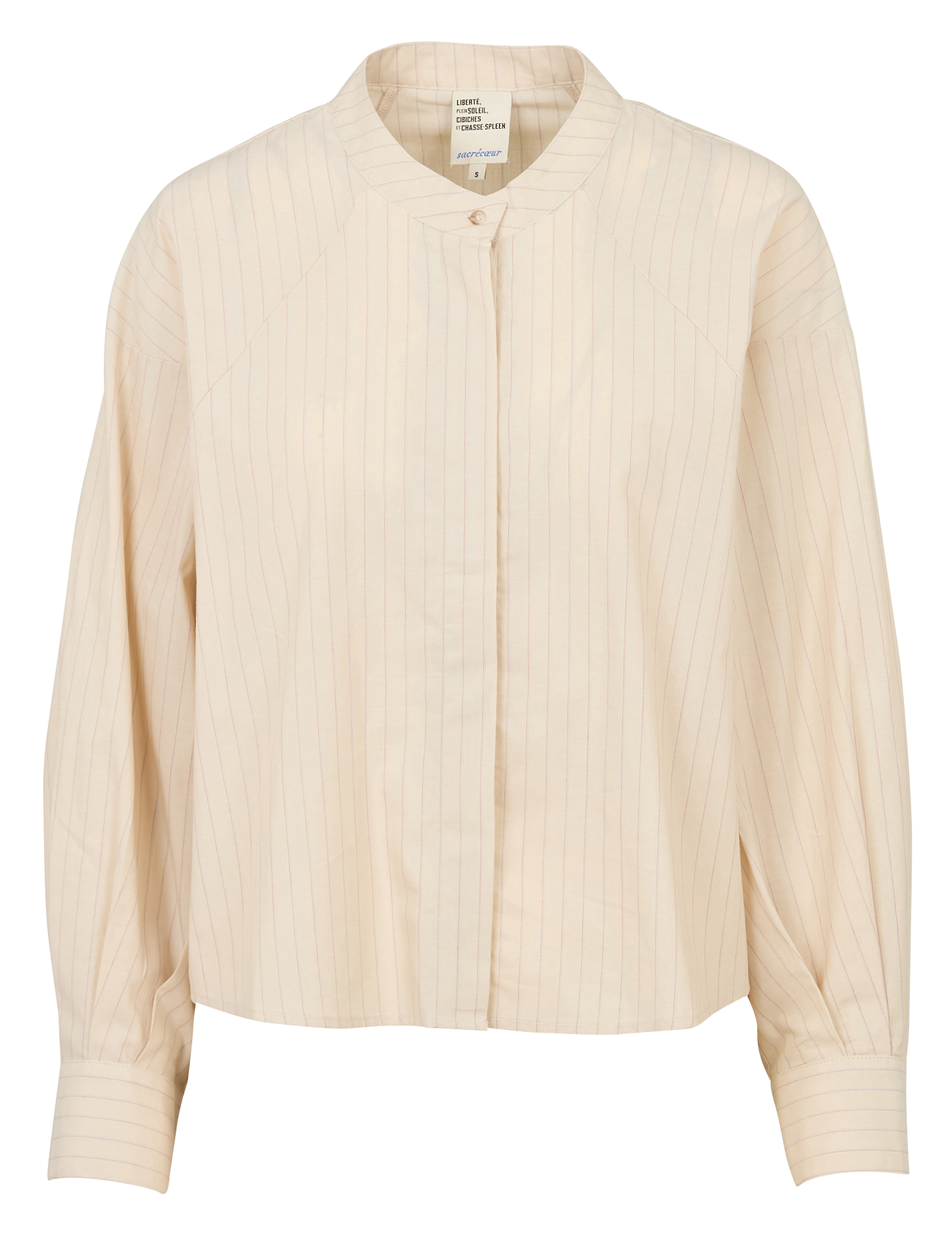 Short loose blouse with fine stripes SACRECOEUR Beige