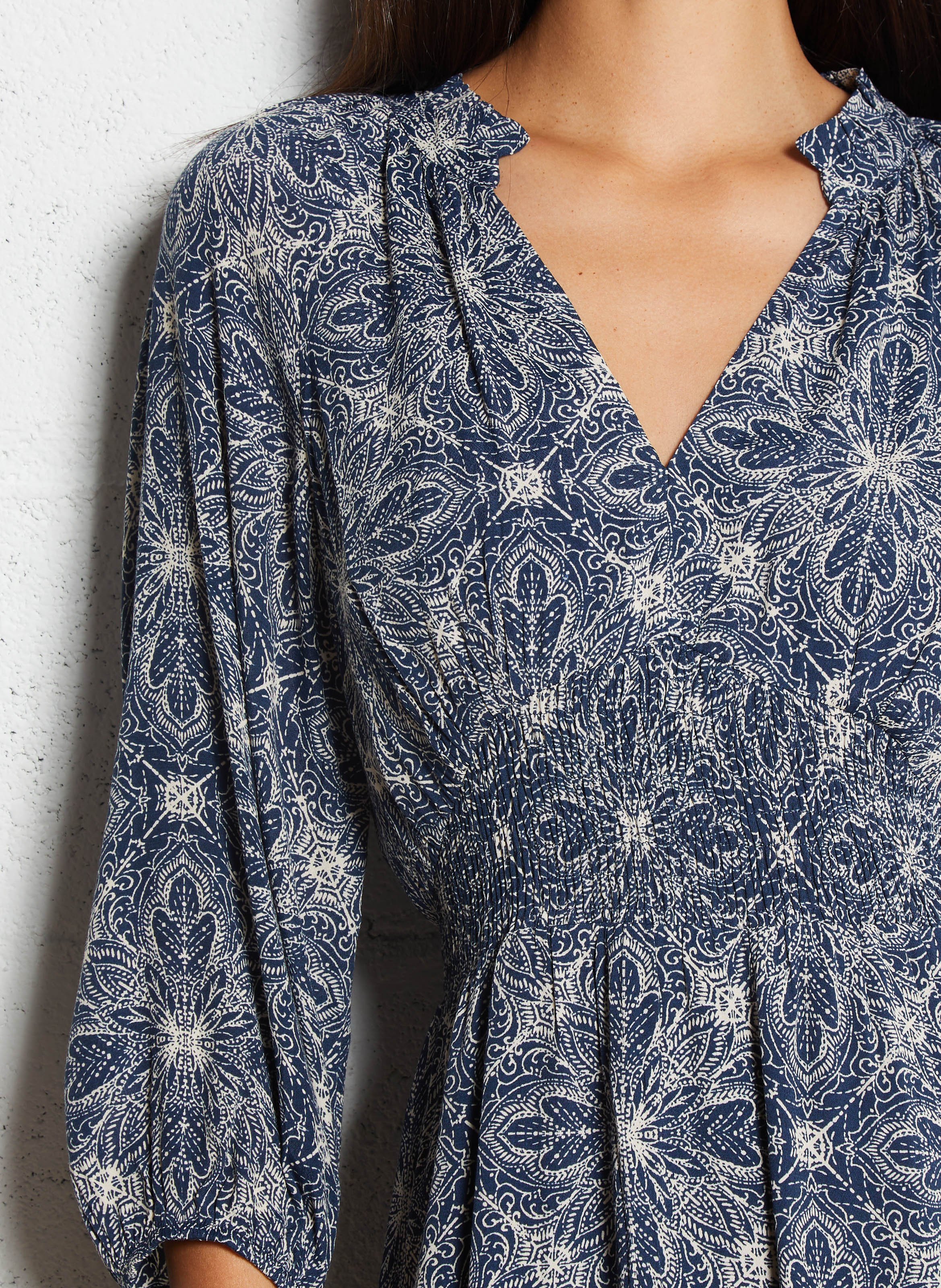 Bazimodo fluid printed short dress MAISON 123 Blue