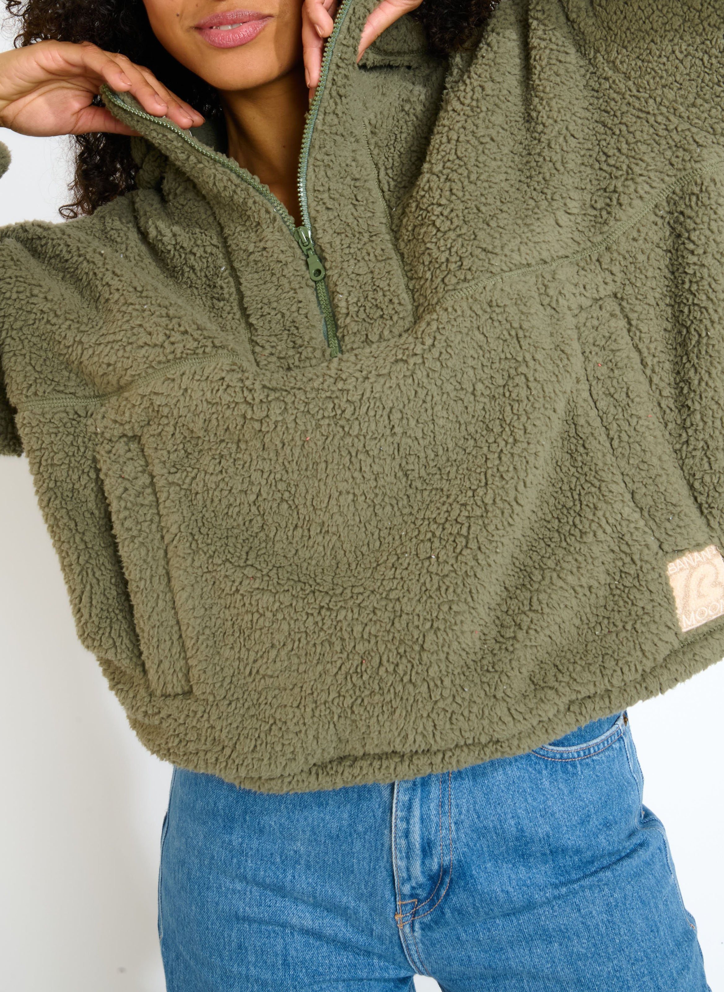 Sweat ample à capuche teddy BANANA MOON Vert