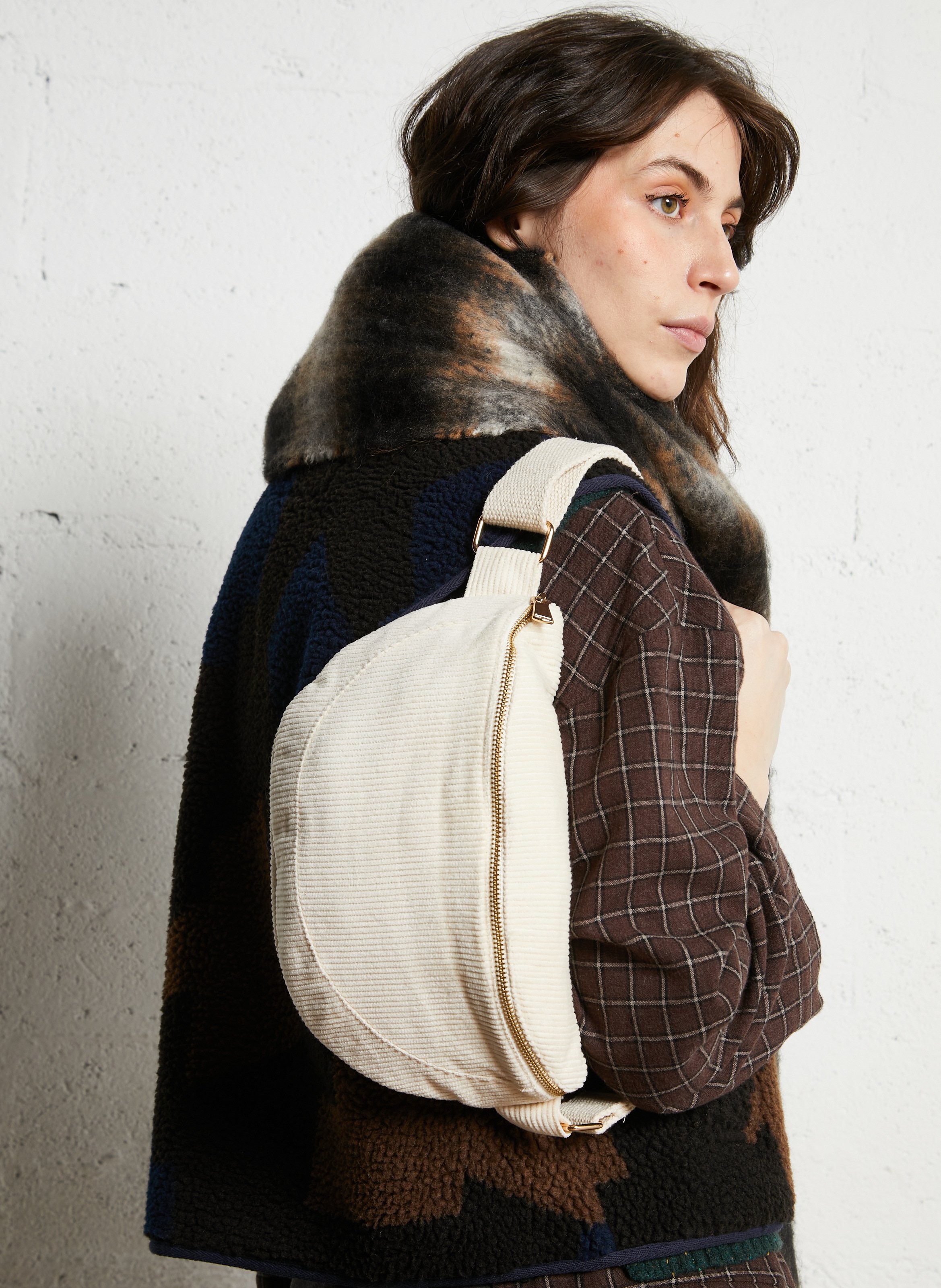 Sac banane en velours côtelé MAISON 123 Blanc