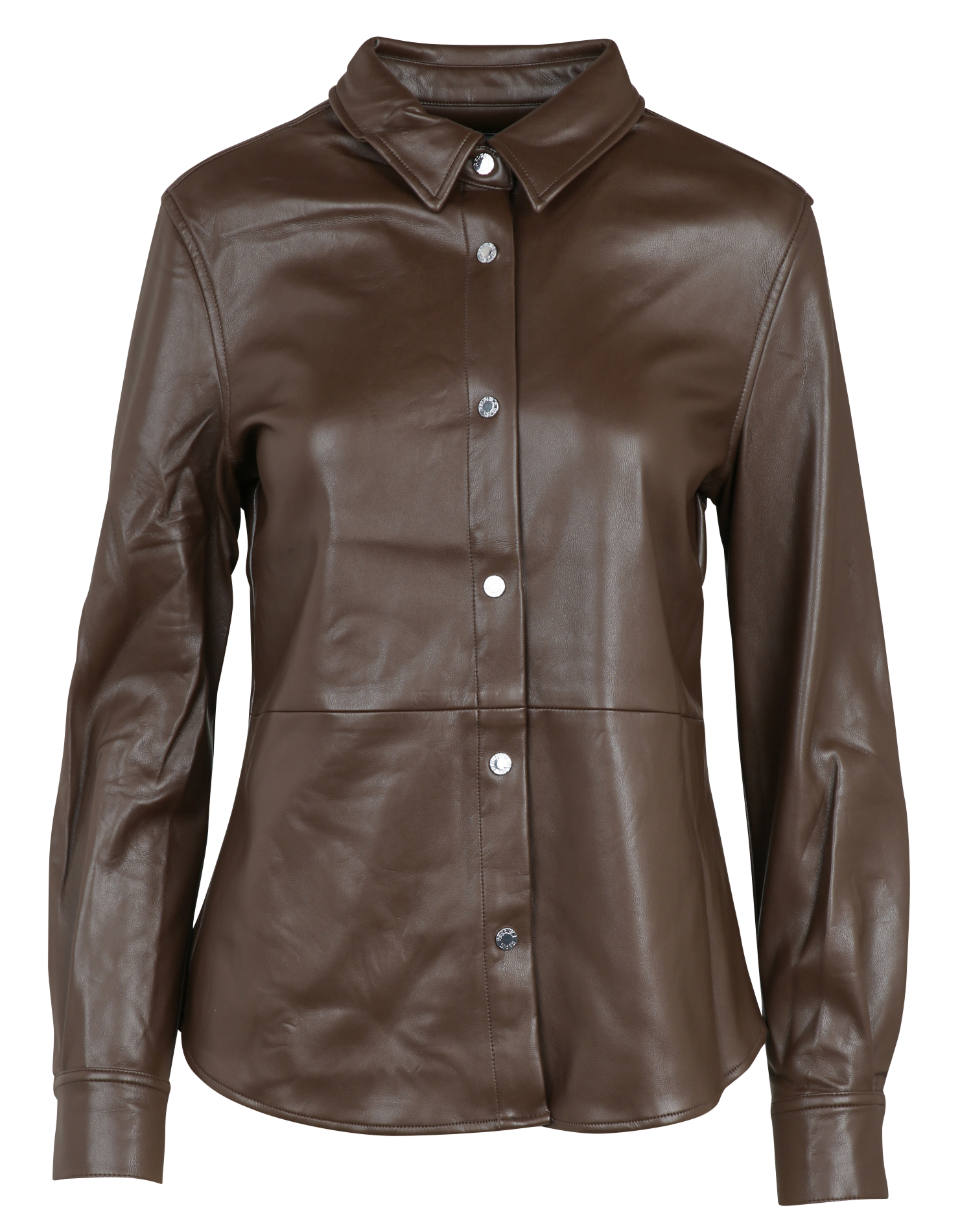 Straight shirt with classic leather effect collar BERENICE Brown