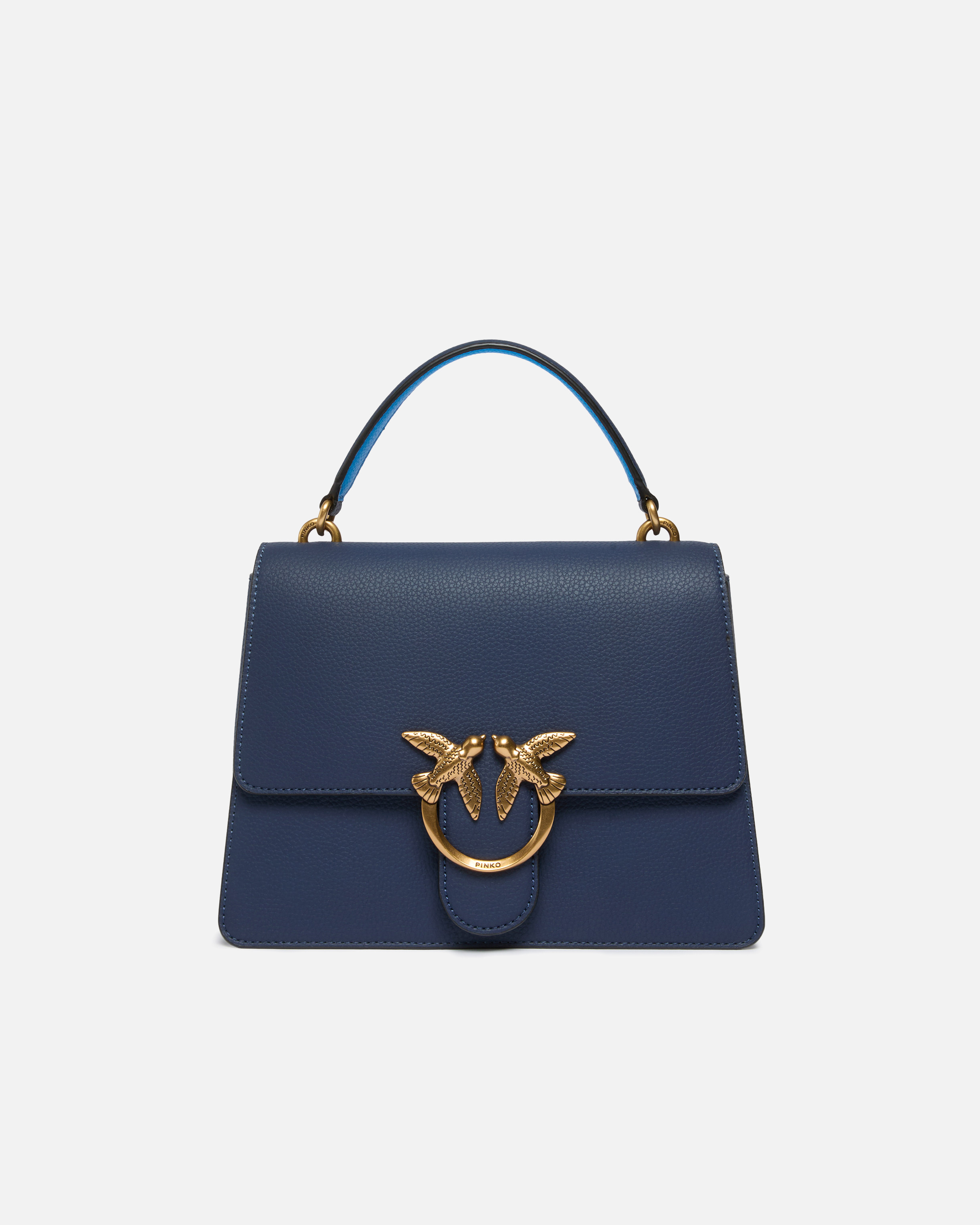 Medium Love Bag Top Handle Light grained leather handbag PINKO Blue