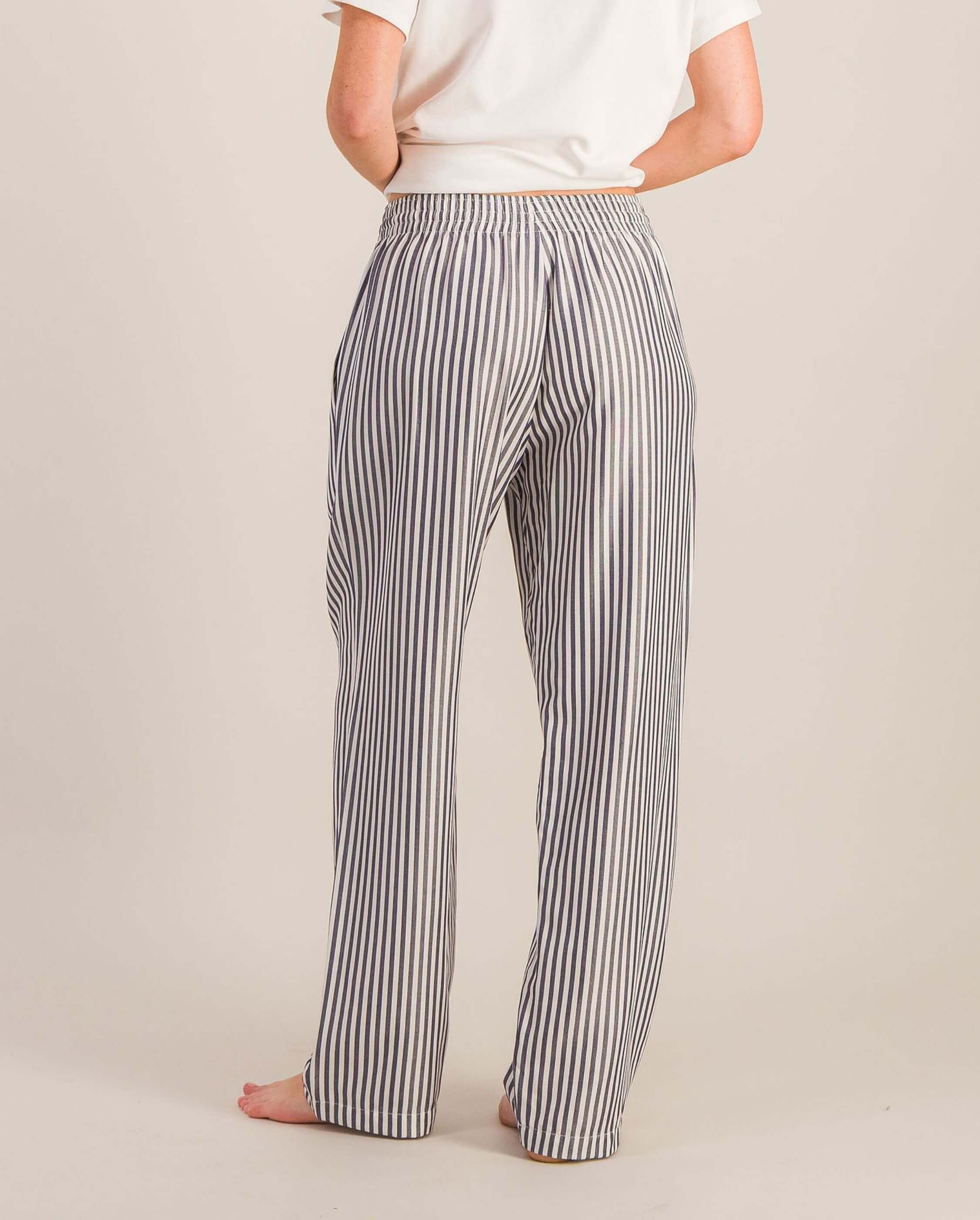 Women's tencel pants, navy stripes ANGARDE Blue