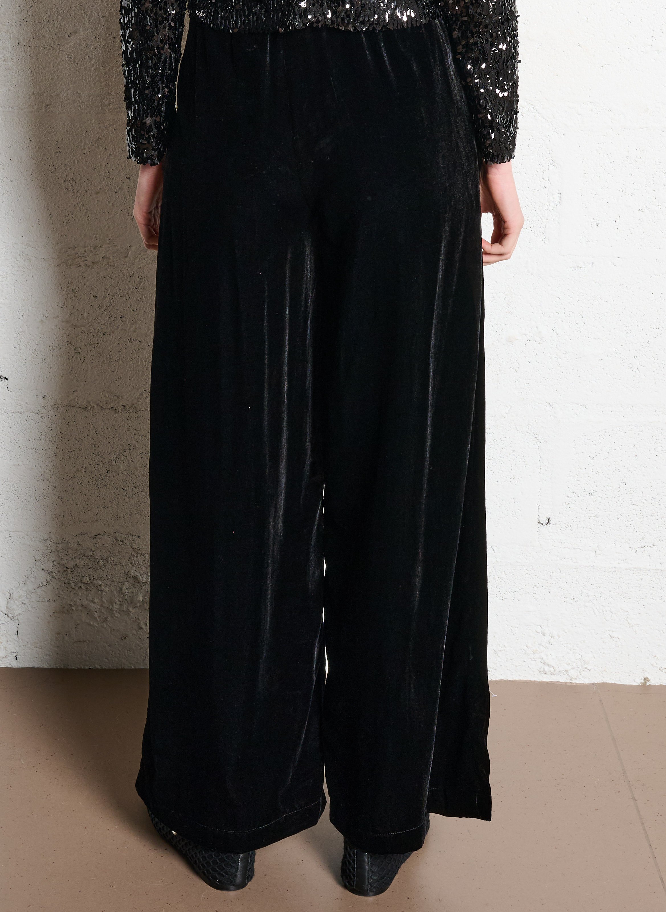 Lace and velvet mixed-media panties DES PETITS HAUTS Black