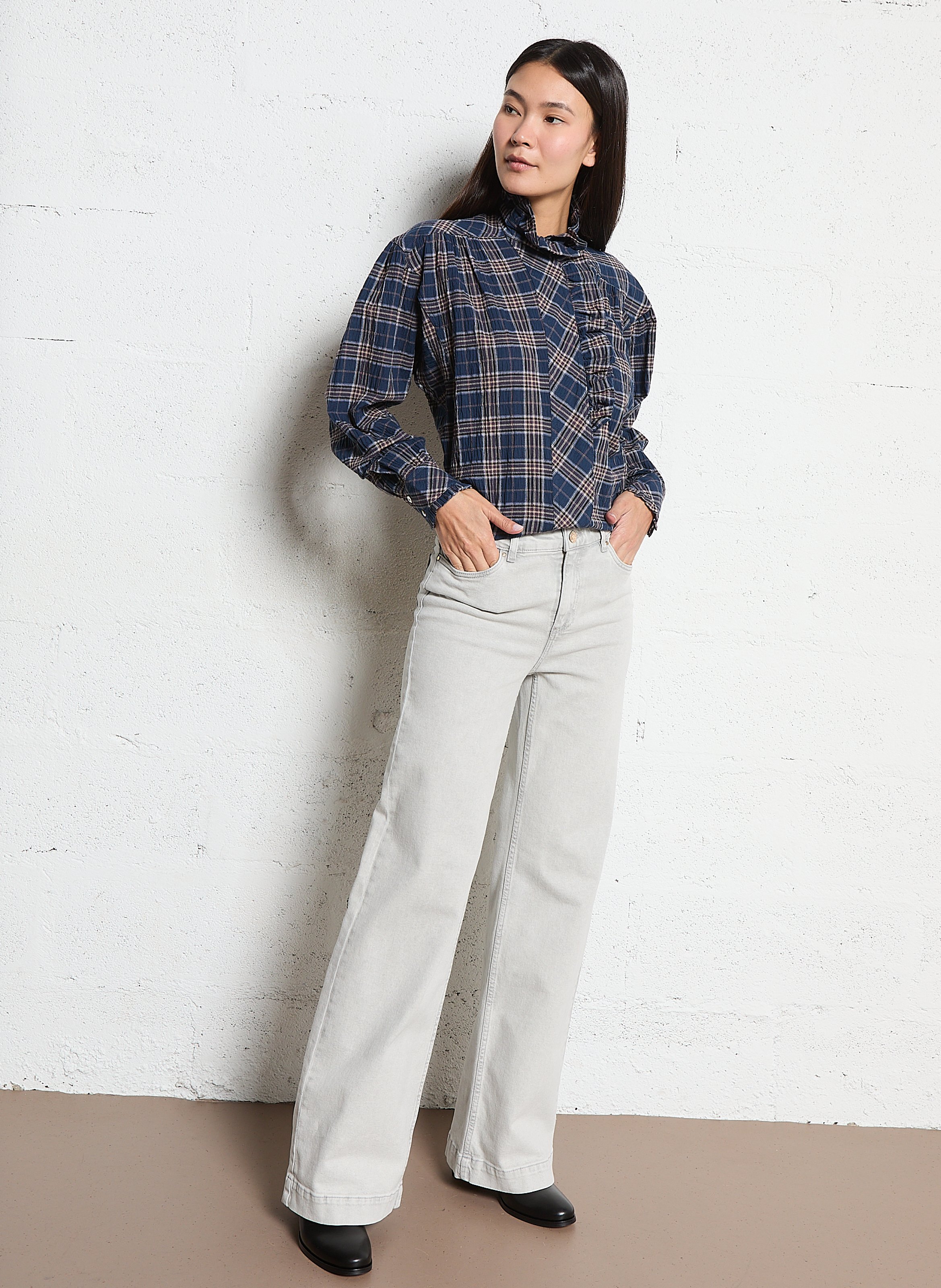 Jean droit en coton mélangé MAISON 123 Gris