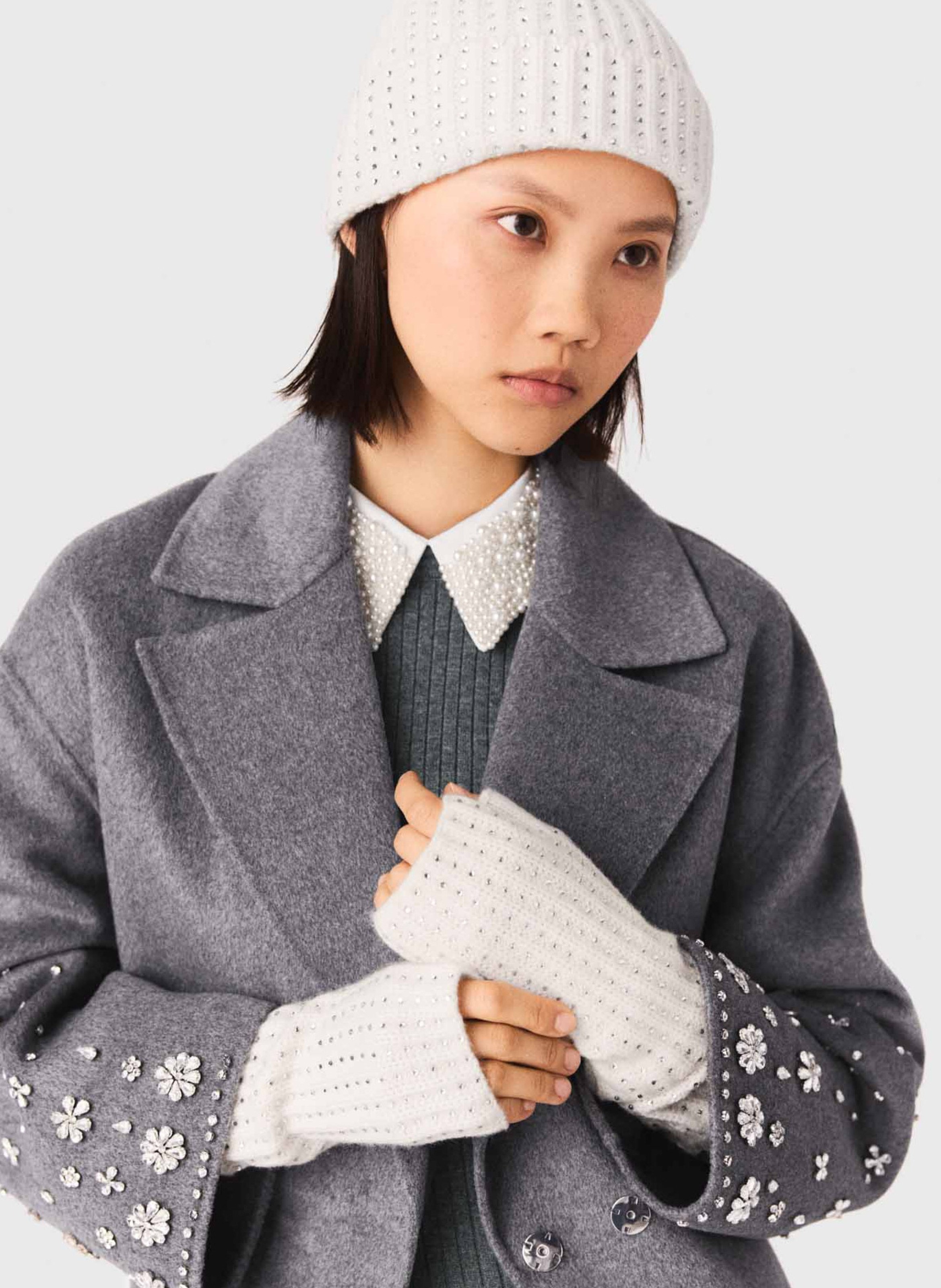 Effen muts van wol MAJE Beige