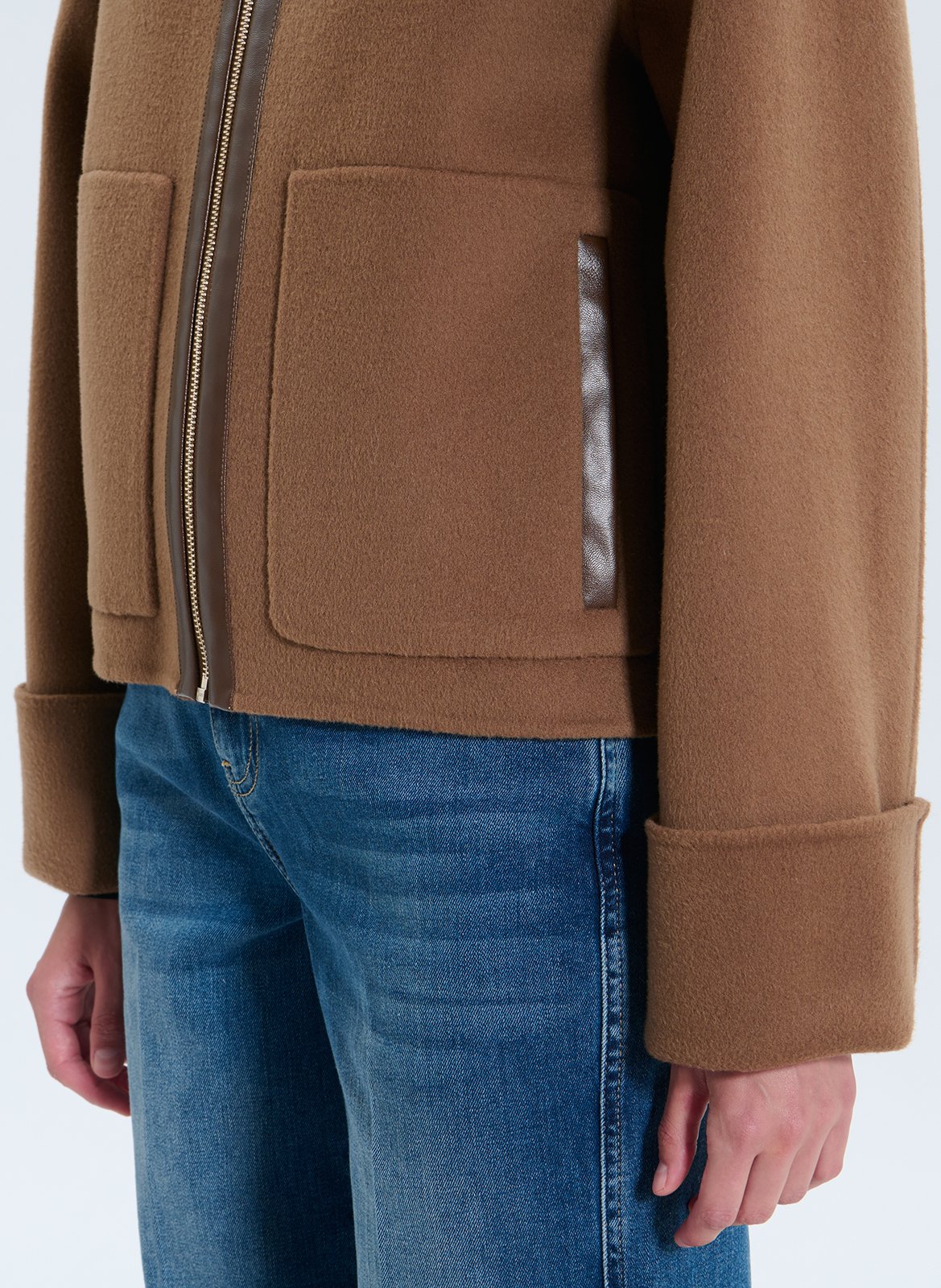 Veste à capuche oversize en laine mélangée ZAPA Marron