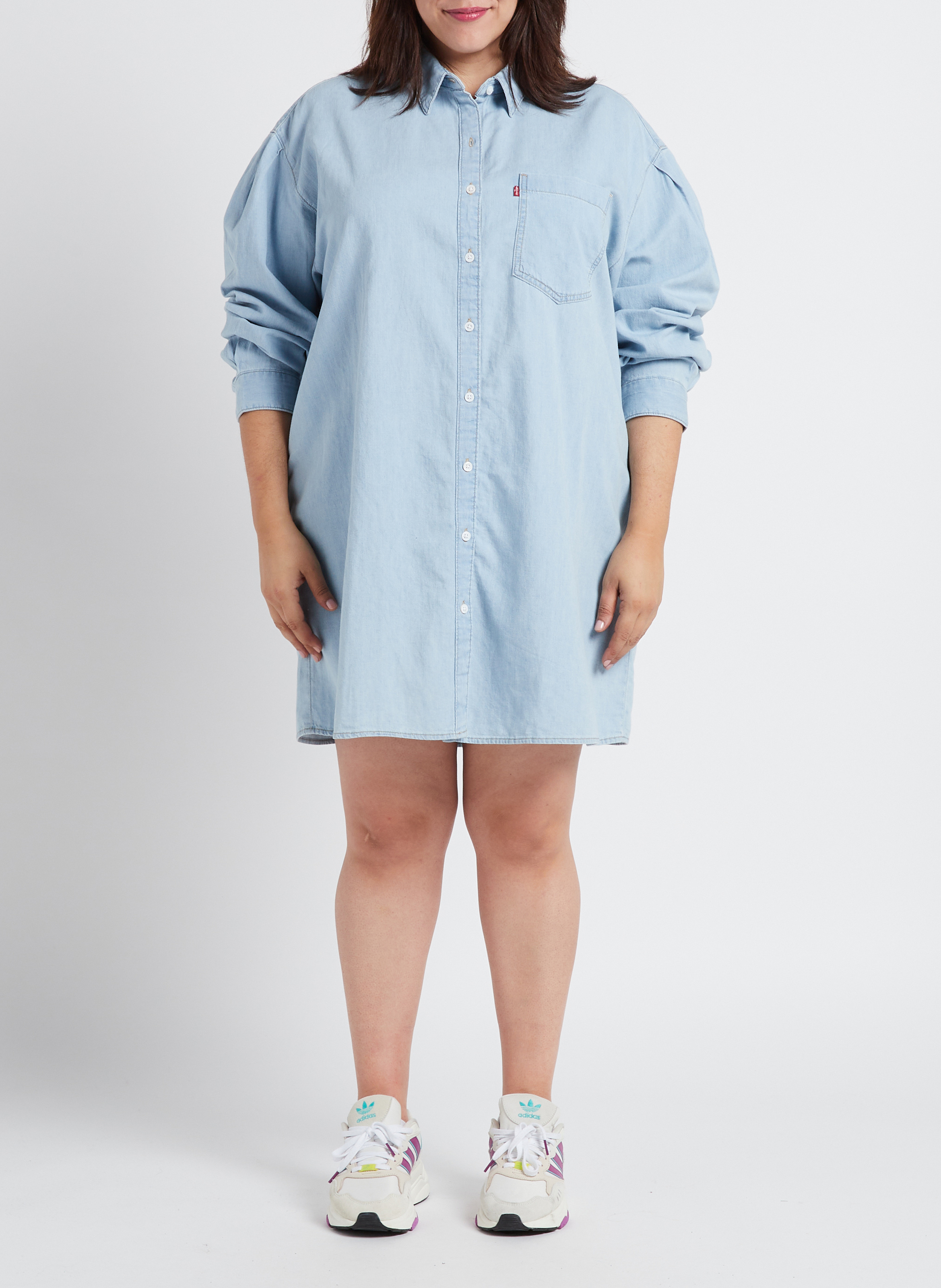 Robe courte col classique en coton mélangé LEVI'S Jean Délavé