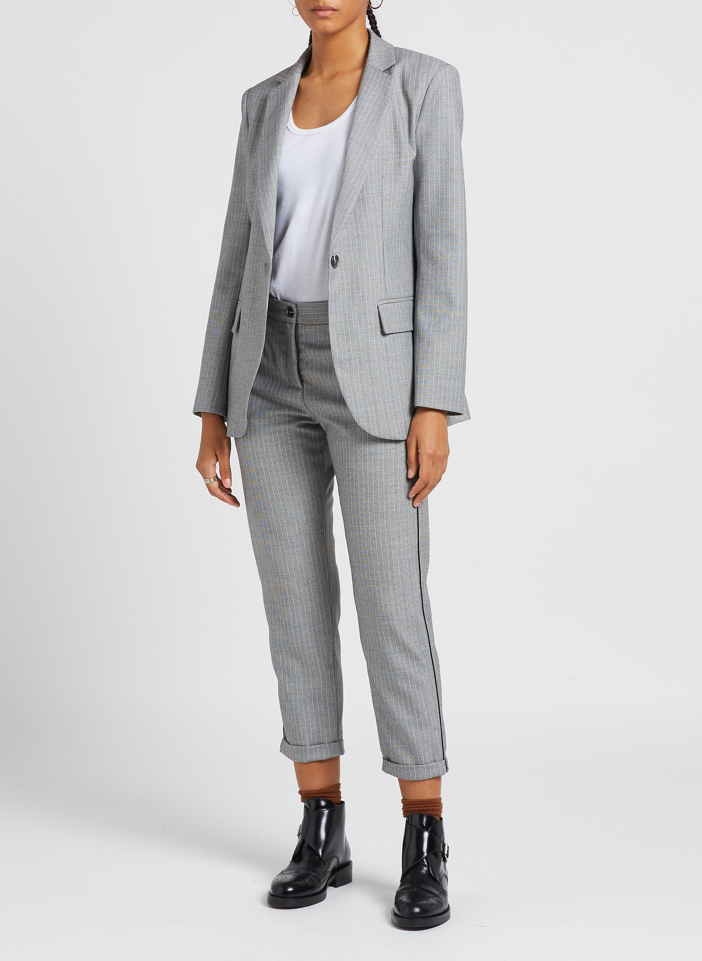 Gerade geschnittene Taillenhose mit Streifen IMPERIAL Schwarz