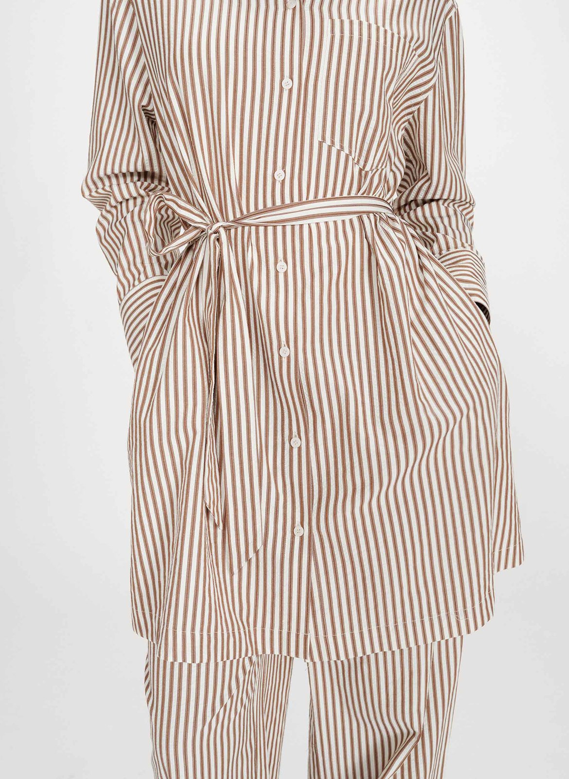 Robe courte col classique en coton mélangé GRACE ET MILA Marron