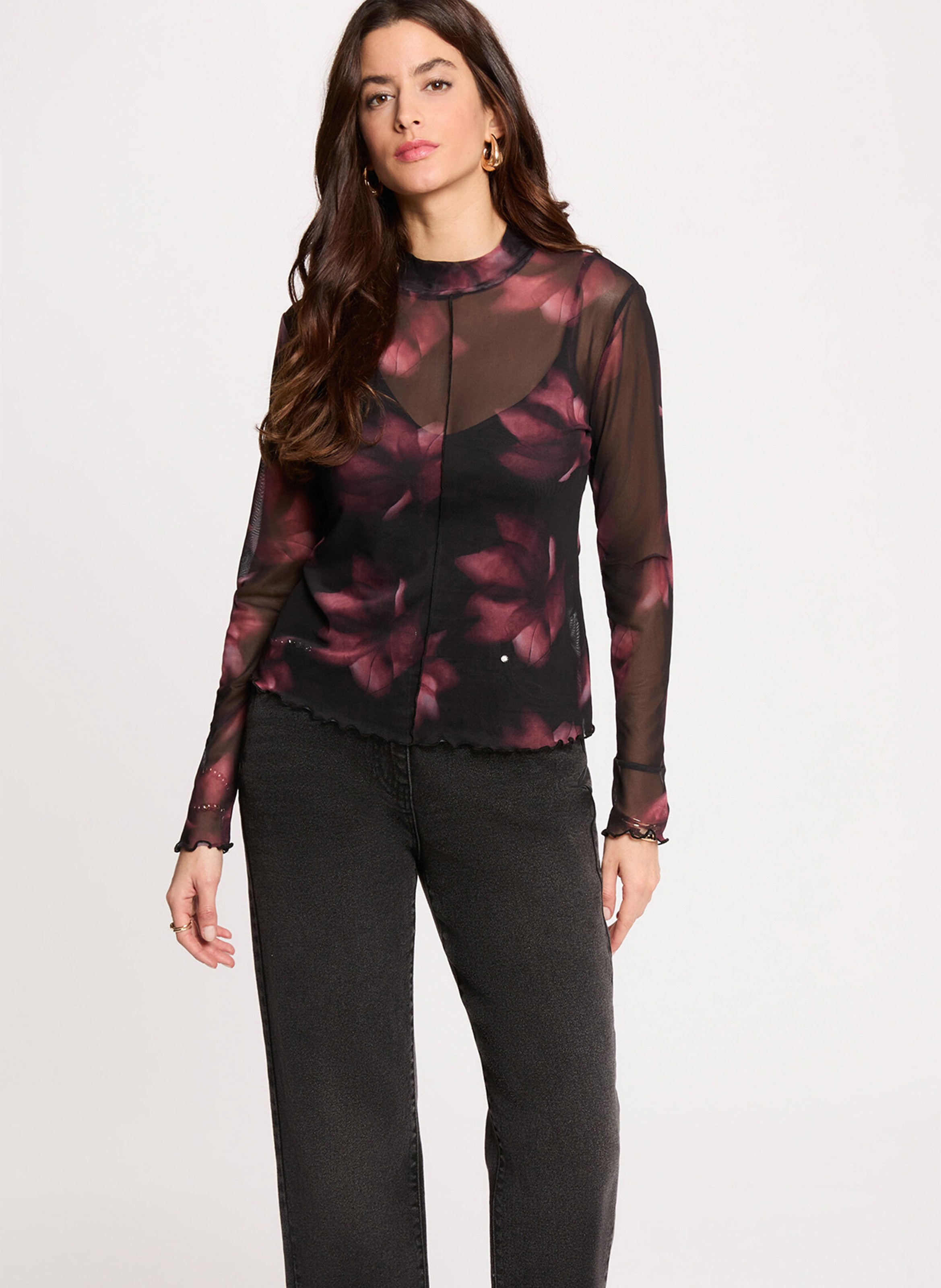 Tee-shirt droit transparent imprimé MORGAN Multicolore