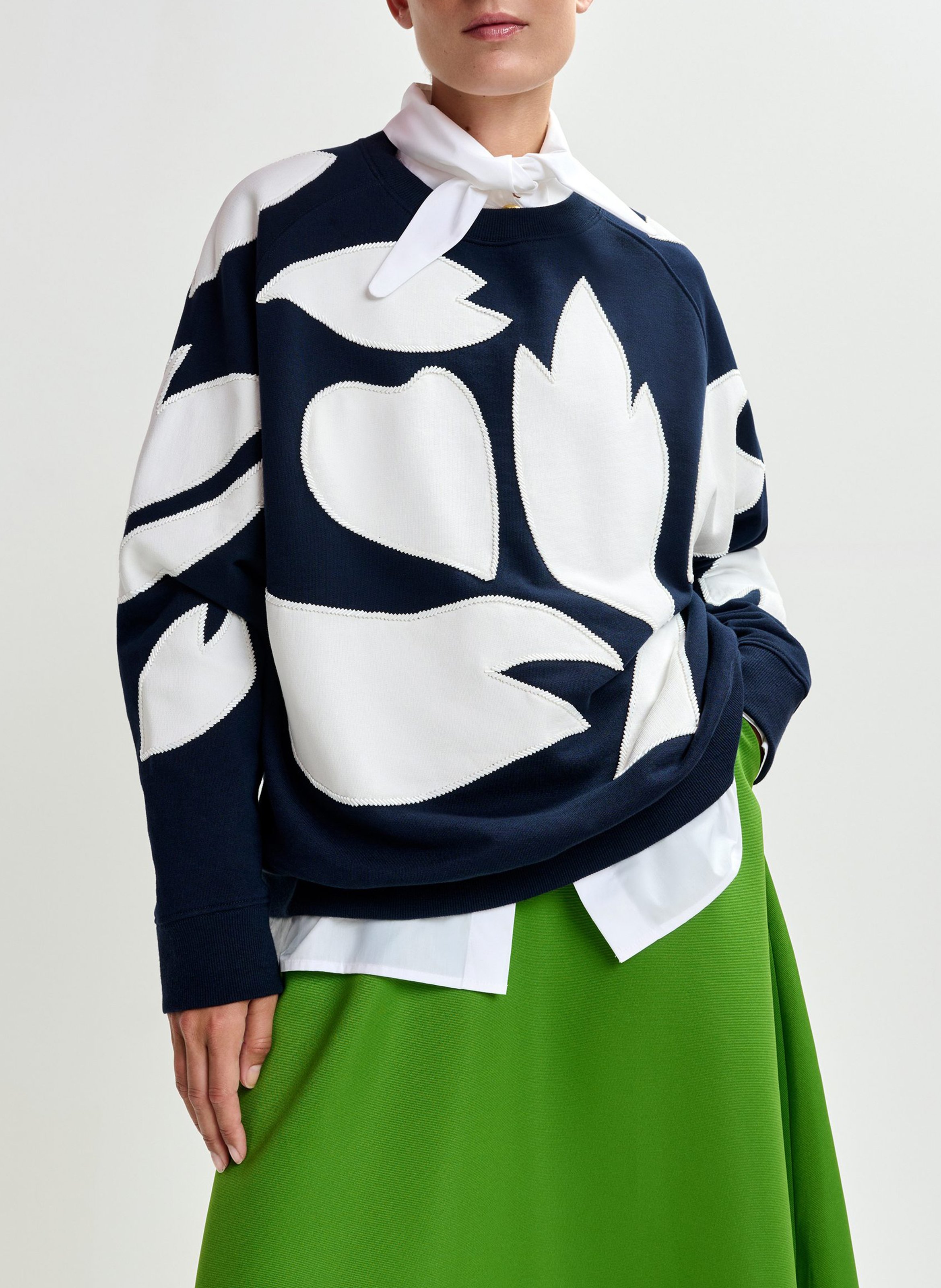 Oversized Sweatshirt with Embroidered Patches ESSENTIEL ANTWERP Blue