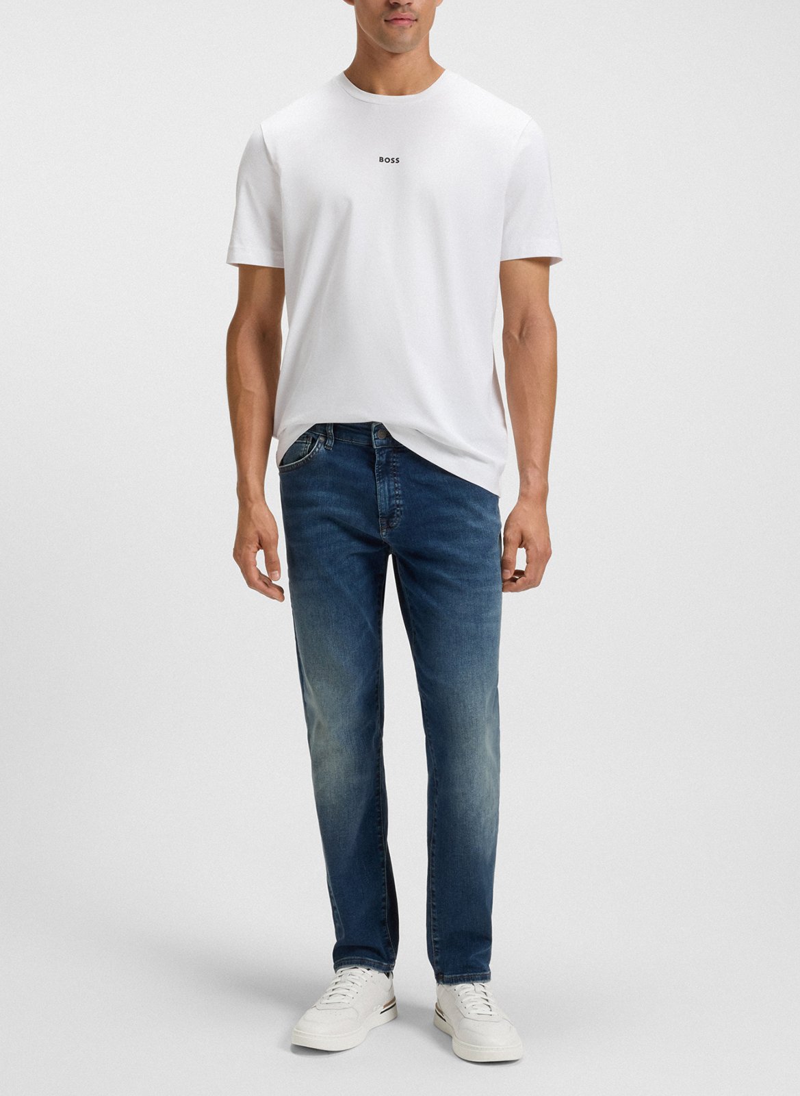 Lace-up leather low-top sneakers BOSS White